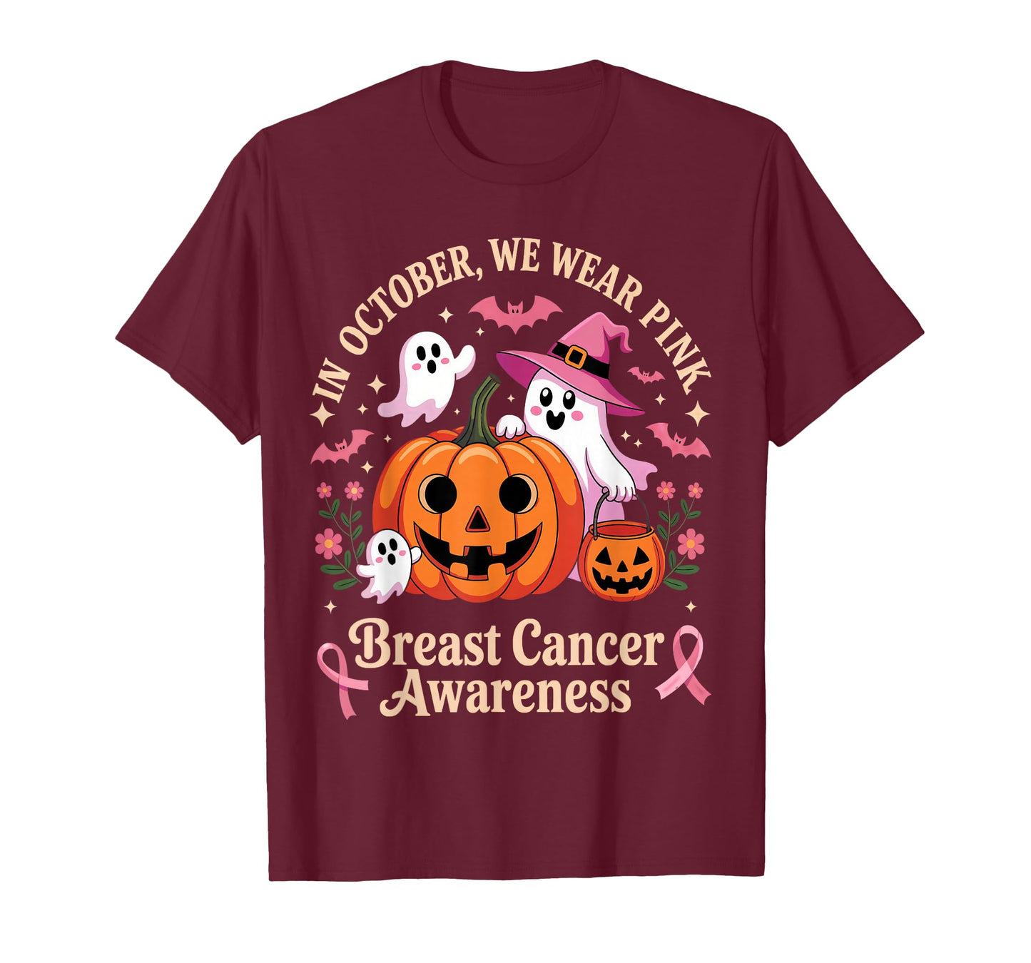 Breast Cancer Awareness Halloween in October We Wear Pink T-Shirt