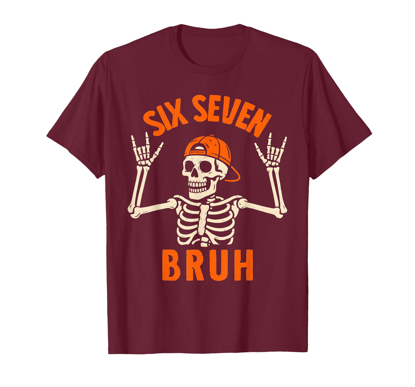 67 Meme 6 7 Funny Halloween Skeleton Rock On Six Seven Bruh T-Shirt