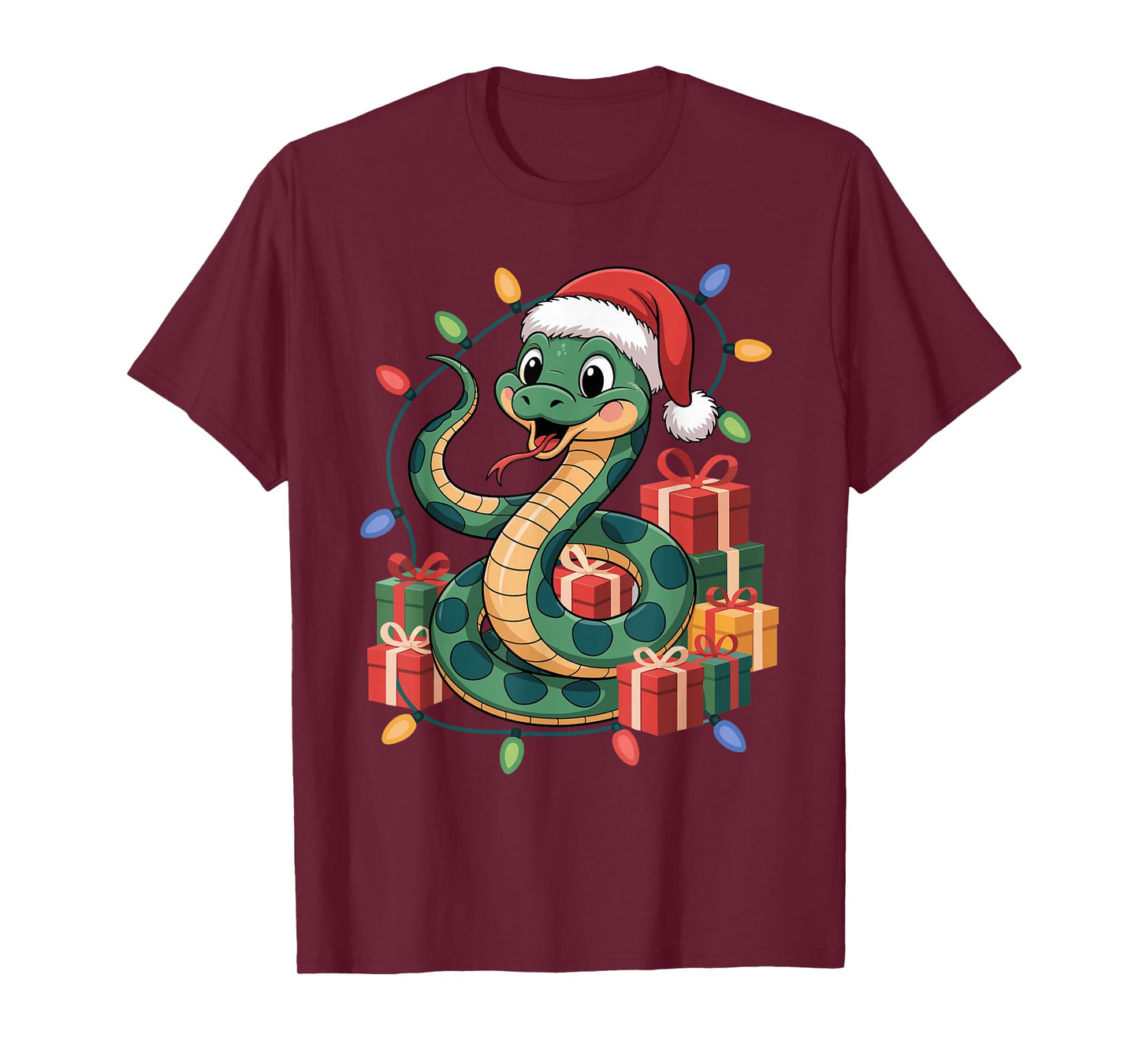Snake Santa Hat Christmas Design Funny Exotic Pet Lovers T-Shirt