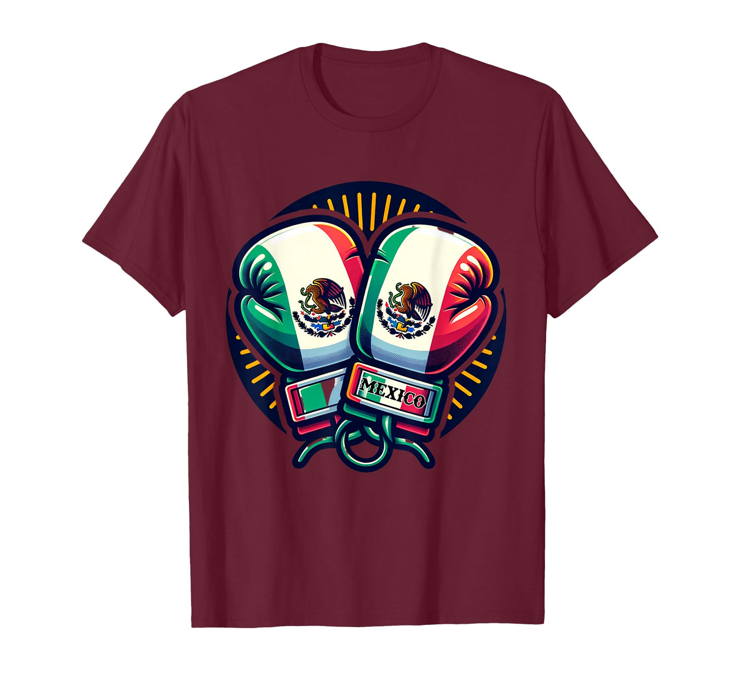 Boxing Gloves Mexico Boxing Vintage Mexican Flag T-Shirt