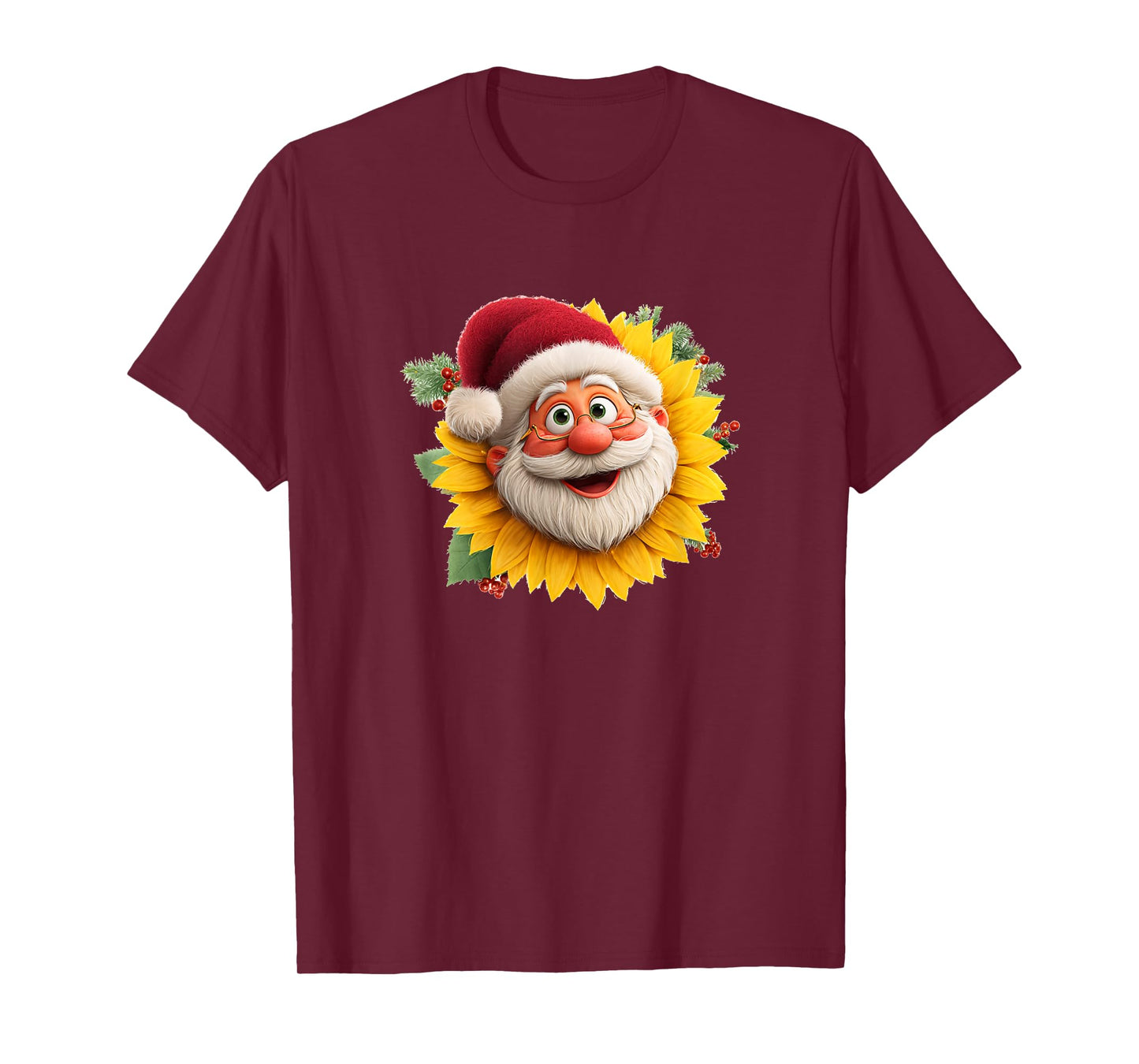 Funny Santa Claus Sunflower Costume T-Shirt