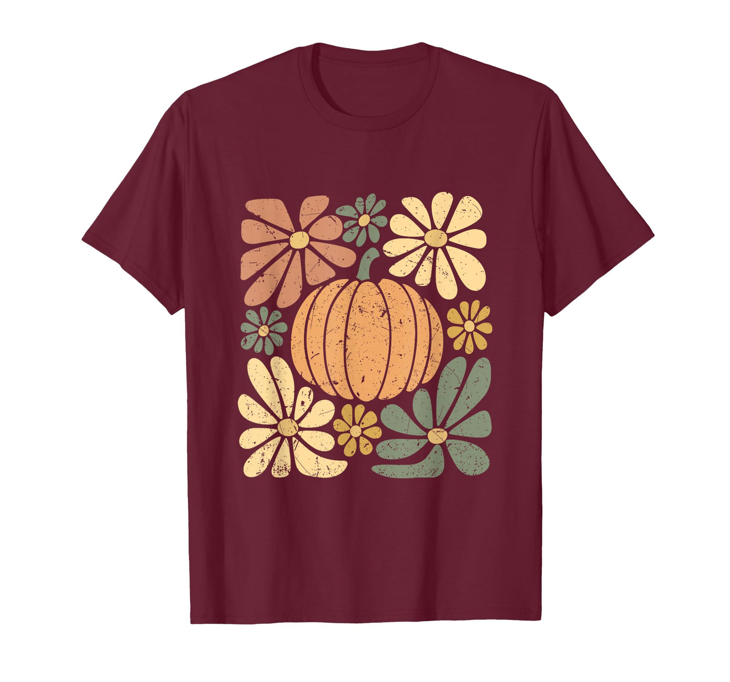 Retro Floral Boho Pumpkin Fall Cozy Autumn Halloween T-Shirt