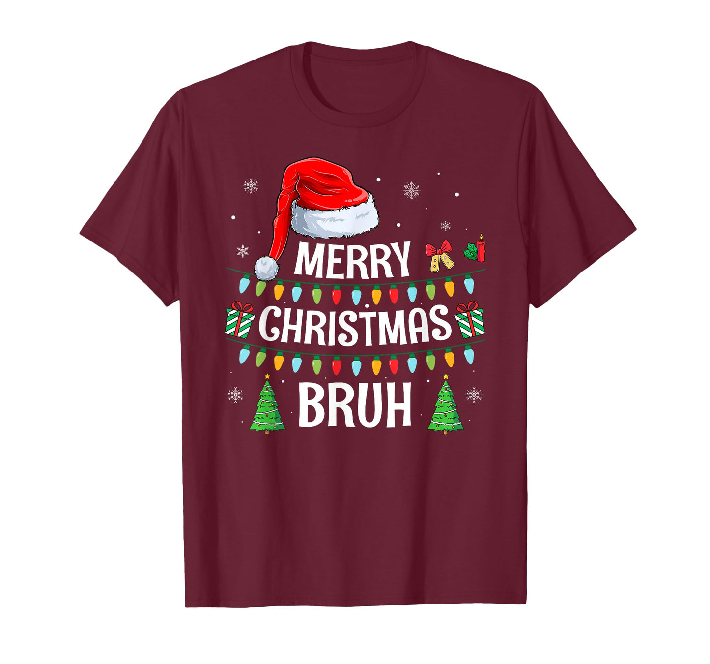 Merry Christmas Bruh Funny Santa Family Teens Boys Xmas T-Shirt