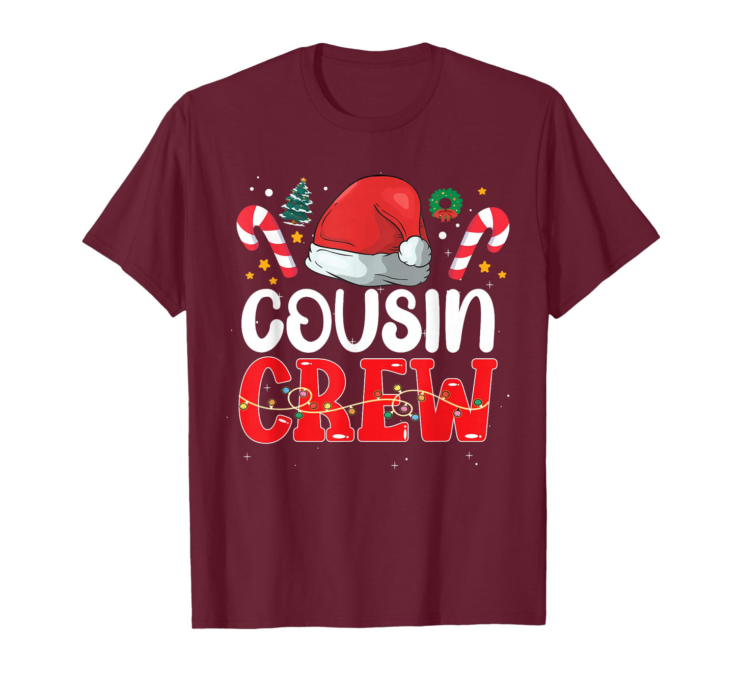 Cousin Crew Christmas 2025 Family Matching Squad Santa Hat T-Shirt