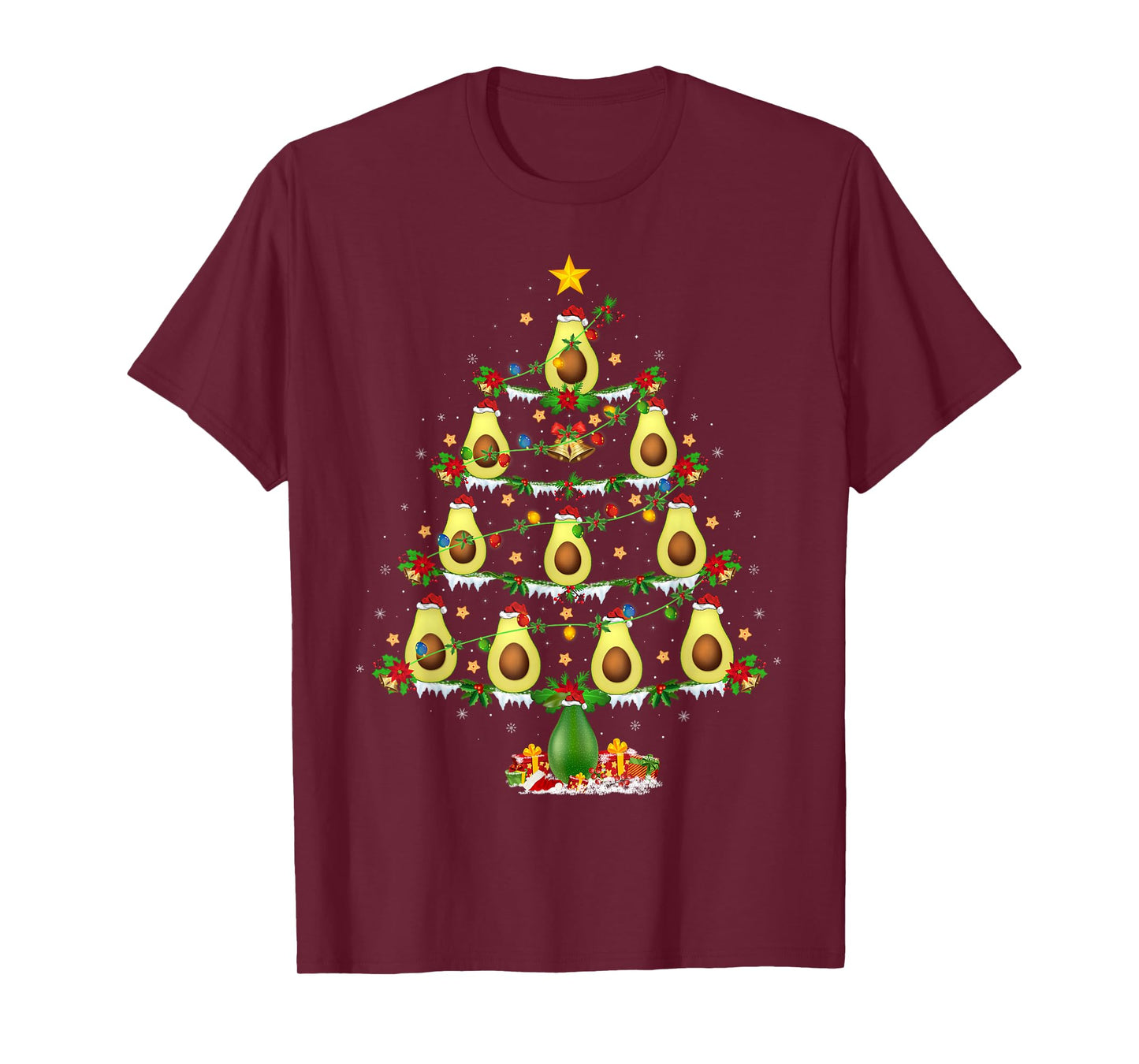 Avocado Christmas Tree Lights Funny Avocado Xmas T-Shirt