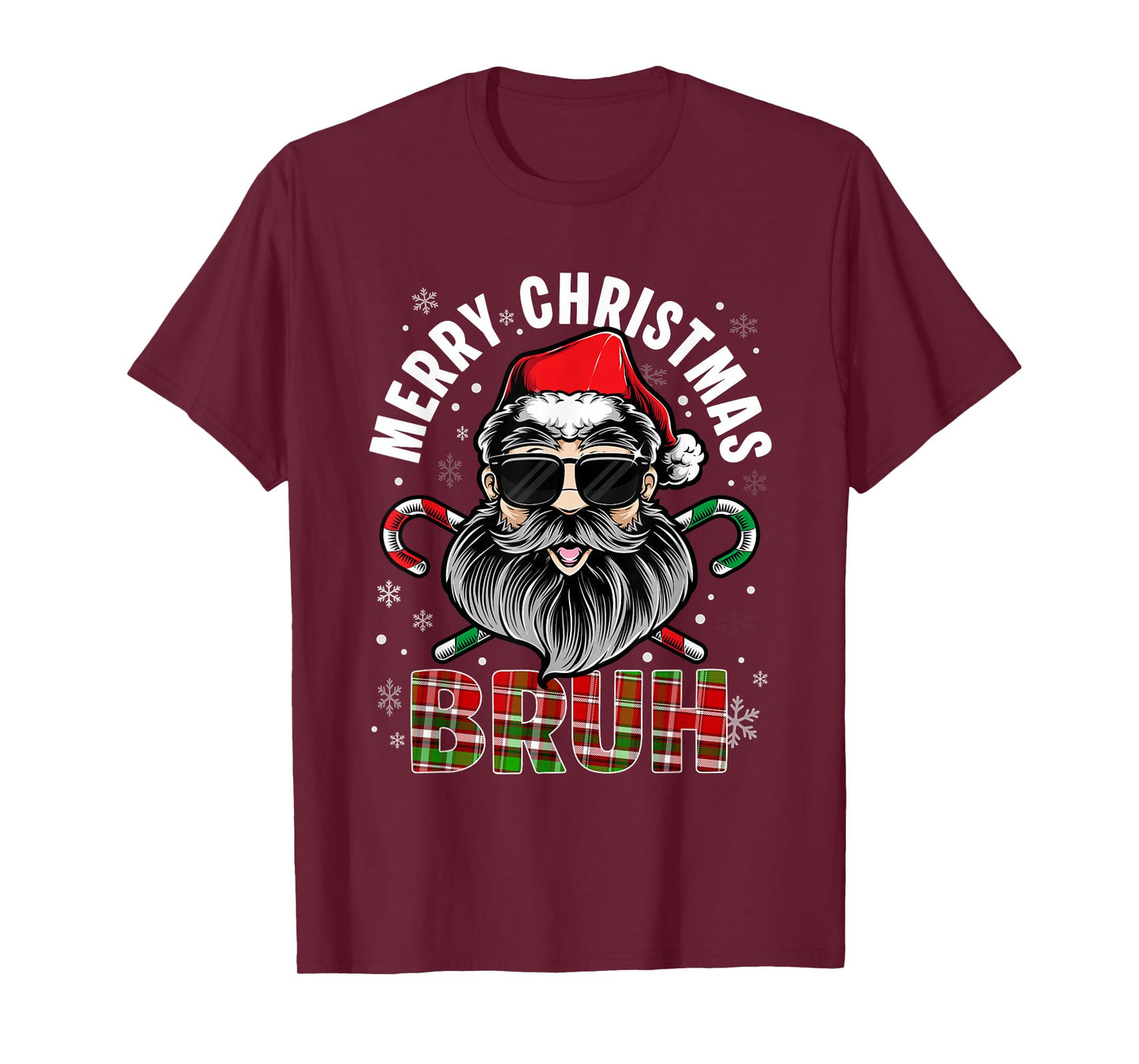 Santa Claus Merry Christmas Bruh Candy Cane Xmas Men Women T-Shirt