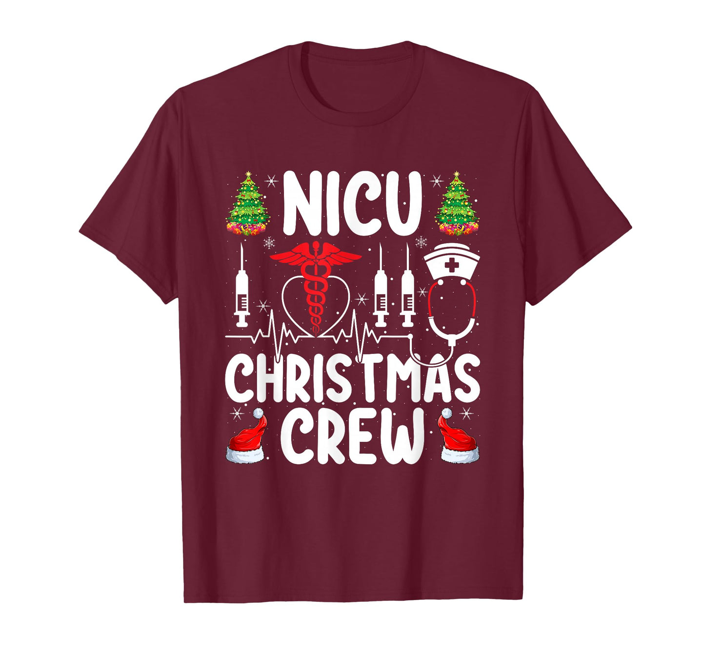 NICU Nurse Christmas Crew Nurse Medical Nursing Xmas Pajamas T-Shirt