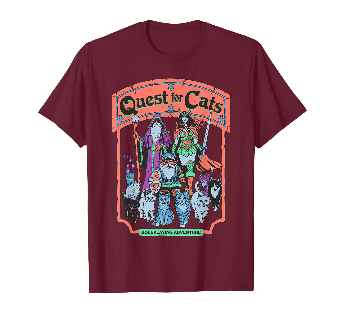Quest for Cats Roleplay Retro Vintage Funny Adult Humor T-Shirt