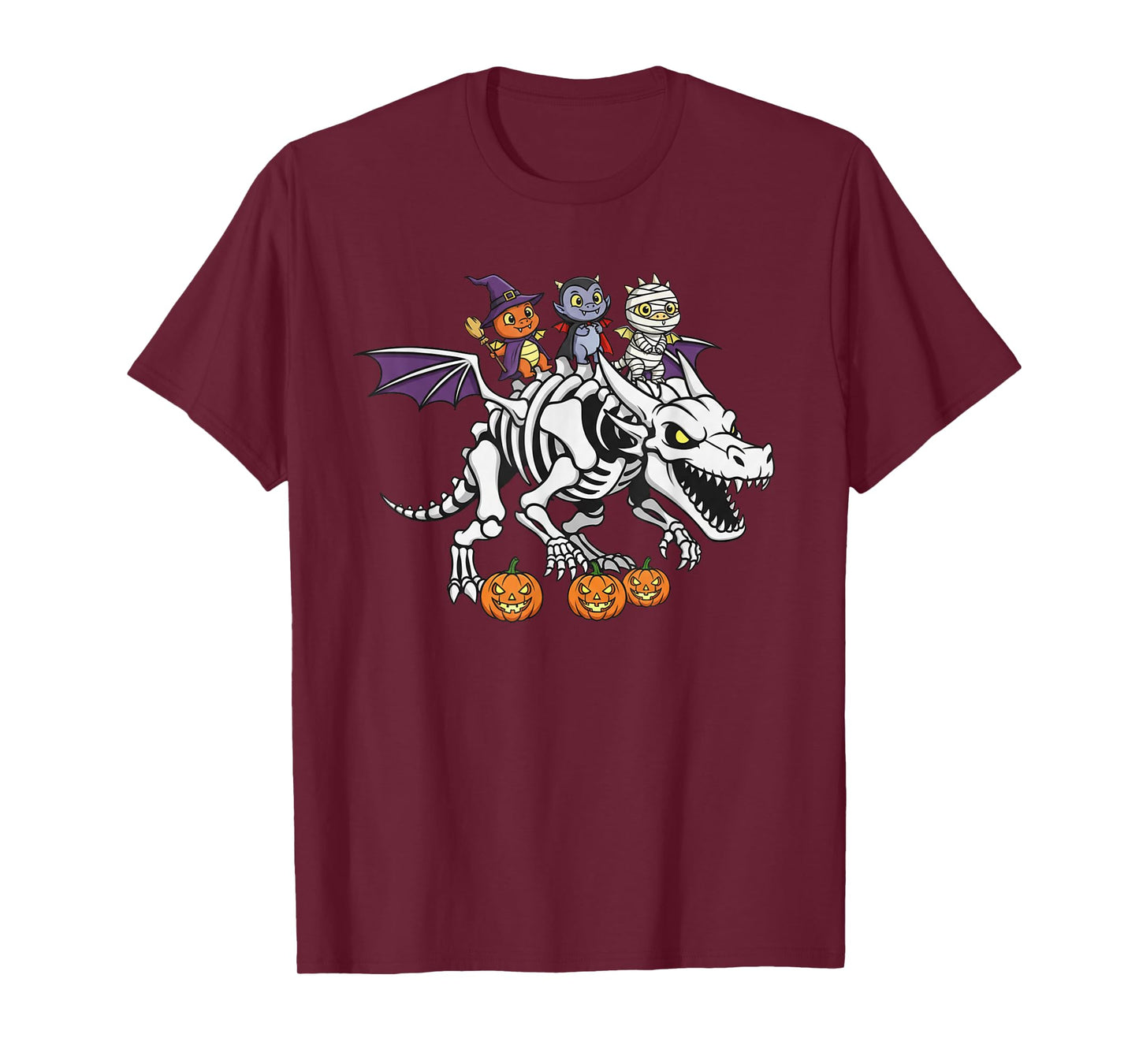 Funny Dragon Skeleton Mummy Witch Halloween Kids Mens Womens T-Shirt