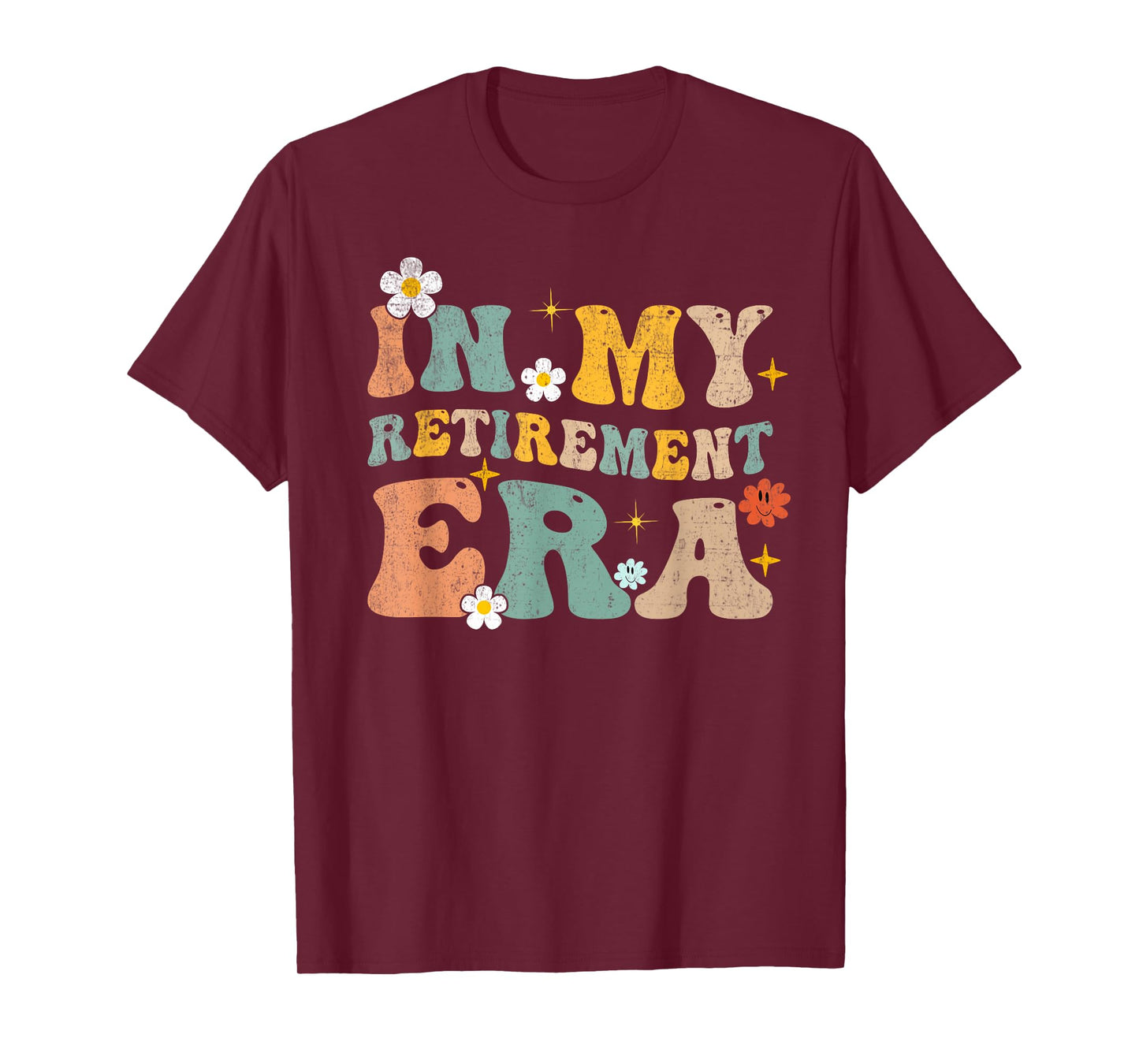 in My Retirement Era Funny Retired 2025 Groovy Retro T-Shirt