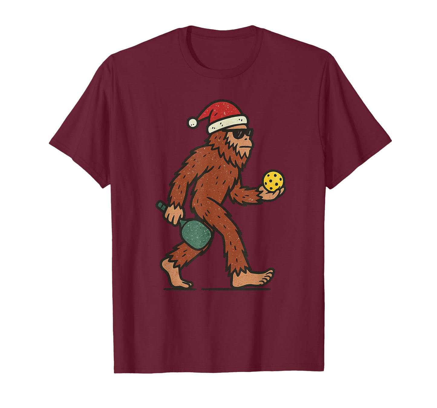 Sasquatch Playing Pickleball Christmas Vintage Funny Xmas T-Shirt