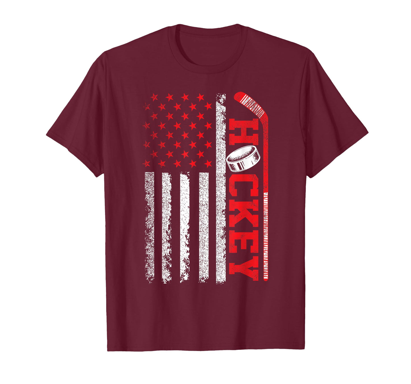 Ice Hockey Fan Players Patriotic Ice Hockey American Flag T-Shirt