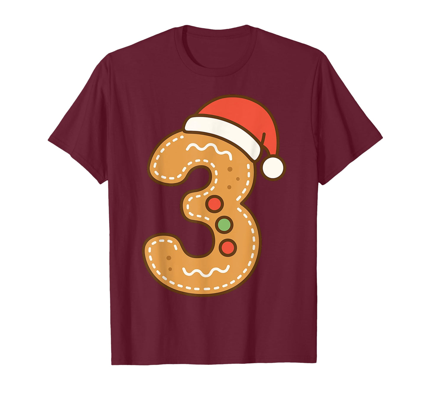 Cute Gingerbread Number 3 Third Christmas 3rd Birthday Kids T-Shirt