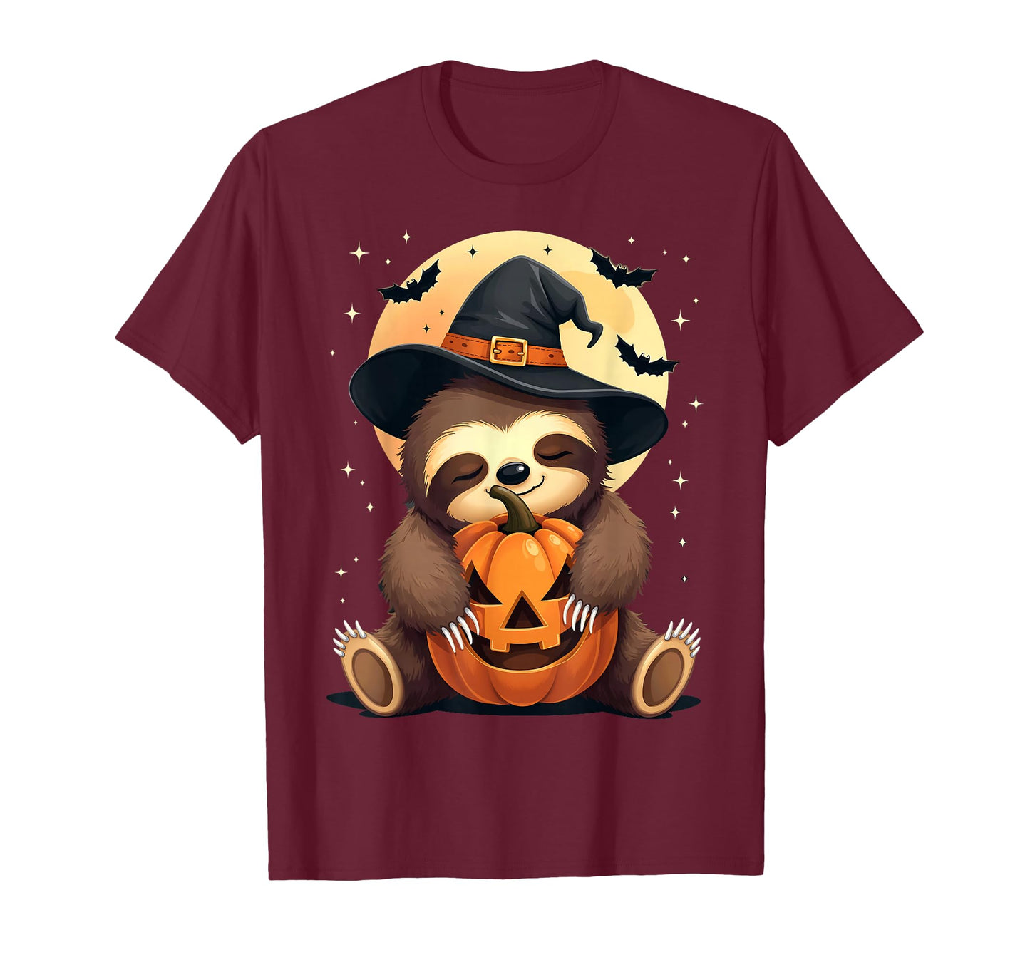 Halloween Sloth Witch Hat Pumpkin Spooky T-Shirt