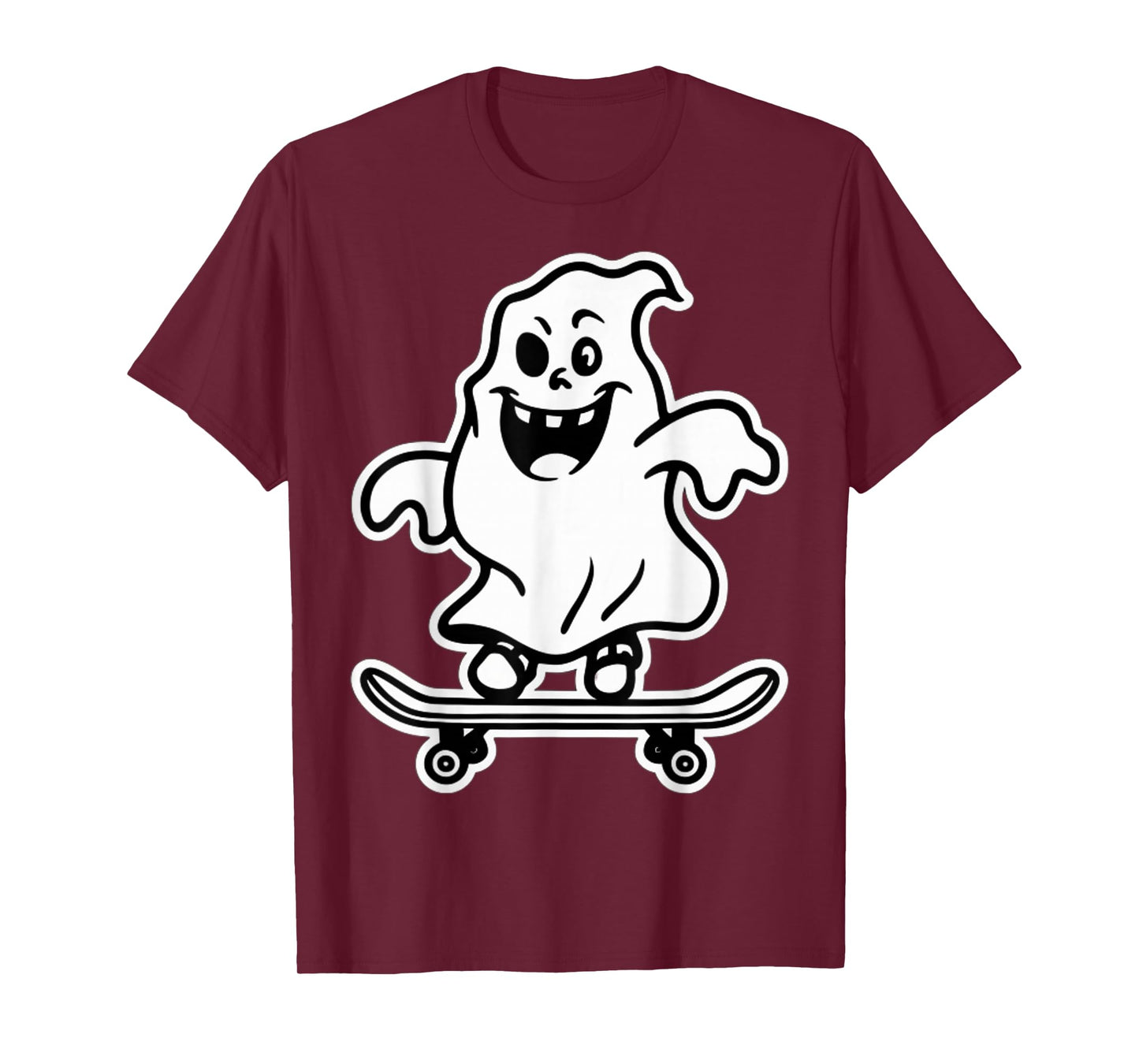 Funny Ghost On Skateboard Retro Halloween Costume Kids Boys T-Shirt