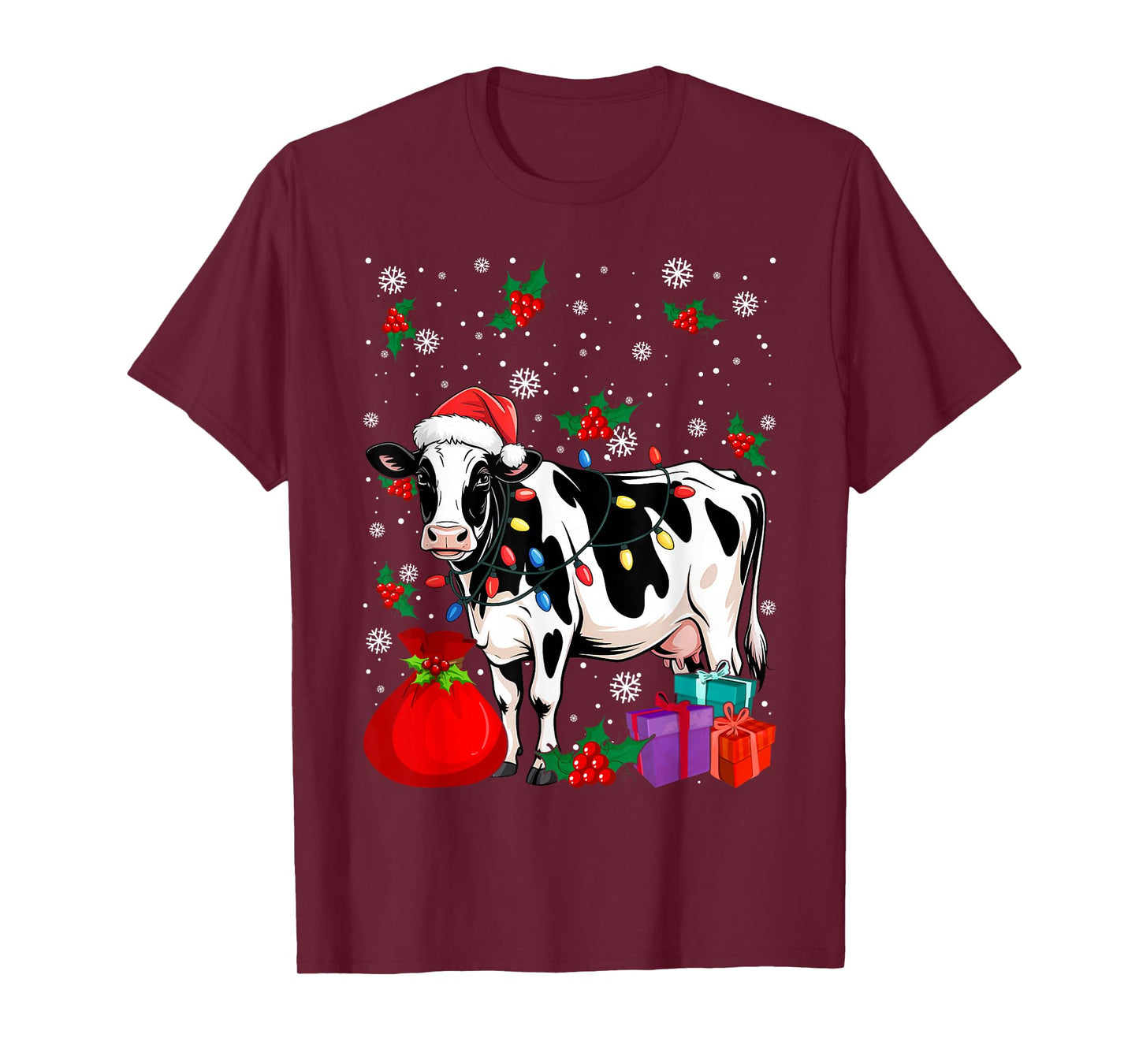 Christmas Cow Farm Animal Santa Xmas Lover Farmer T-Shirt