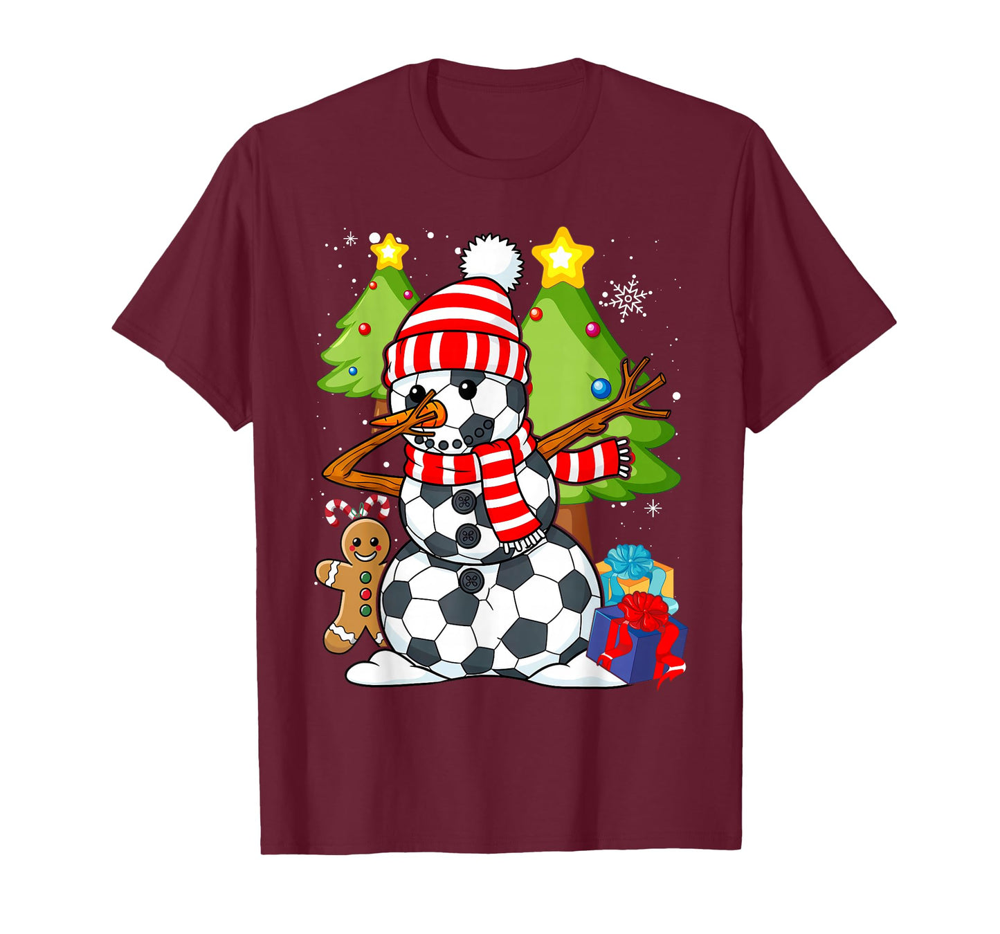 Soccer Christmas Snowman Dabbing Ball Santa Boys Girls Men T-Shirt
