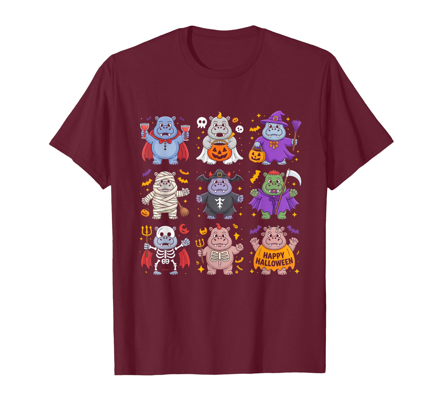 Hippo Ghost Witch Zombie Mummy Halloween Costume T-Shirt