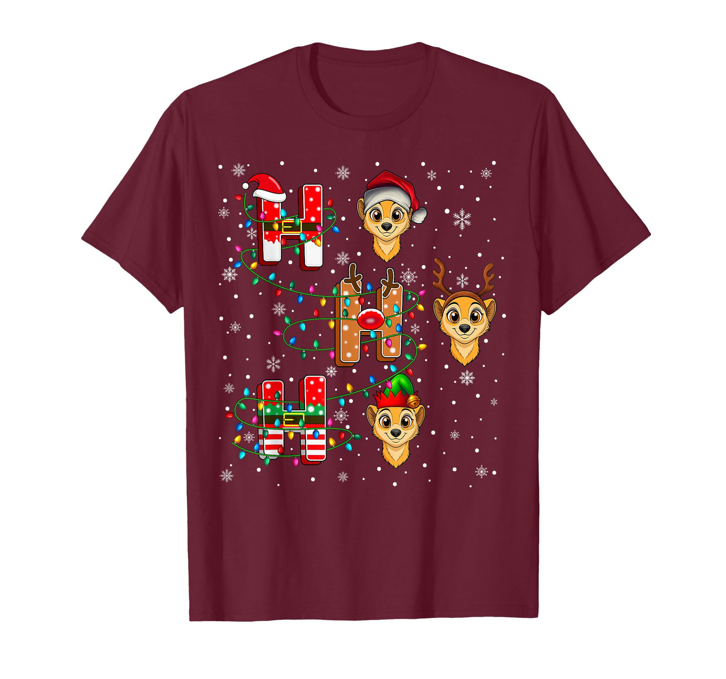 Ho Ho Ho Santa Reindeer Hat Elf Ferret Animal Christmas T-Shirt