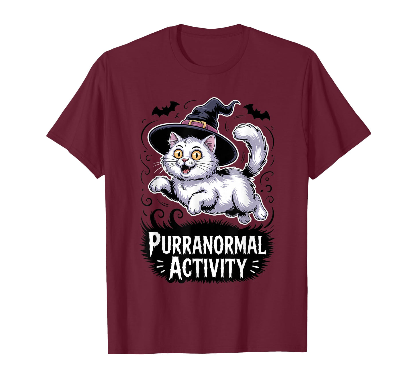 Purranormal Activity Flying Cat Witch Funny Halloween T-Shirt