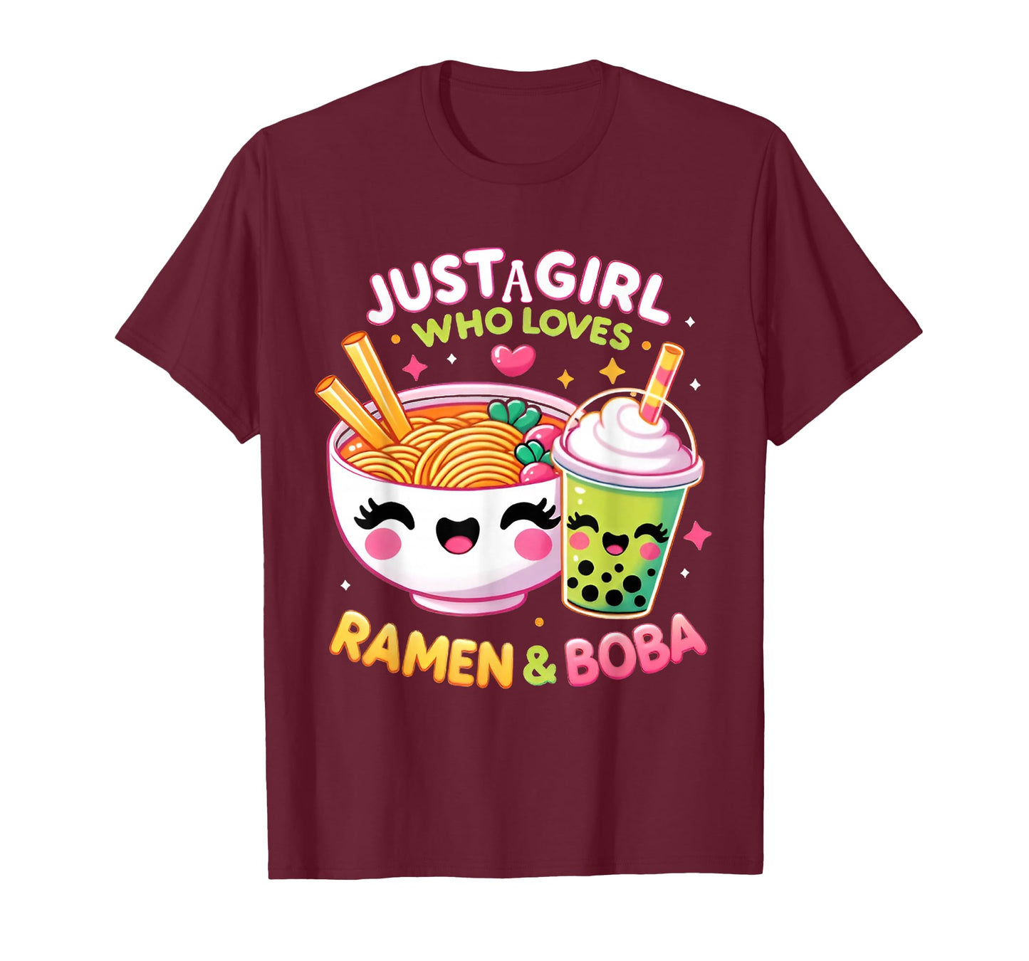 Just A Girl Who Loves Boba Tea And Ramen Bubble Tea Japanese T-Shirt