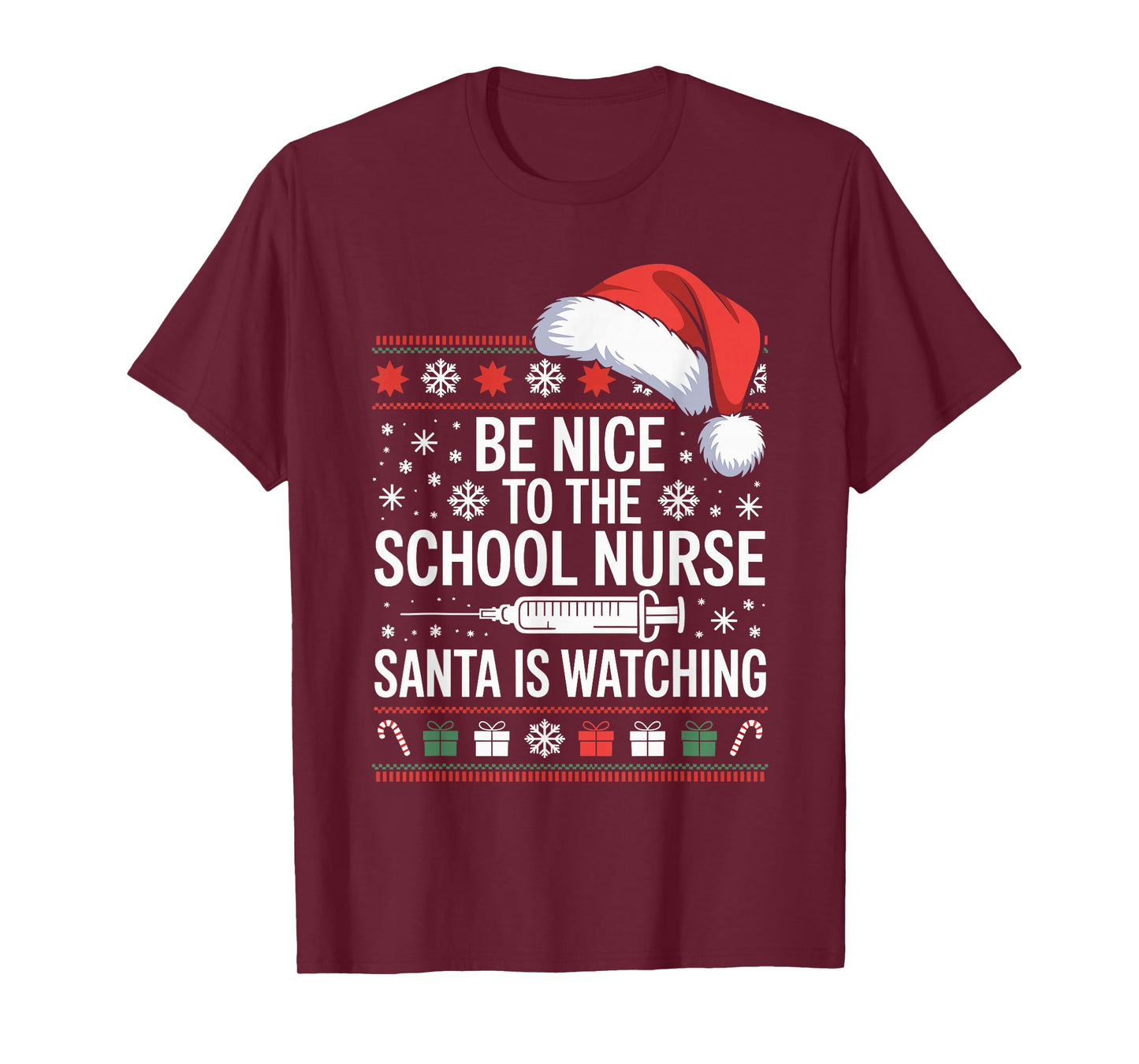 Funny School Nurse Ugly Christmas Sweater Nursing Humor Xmas T-Shirt