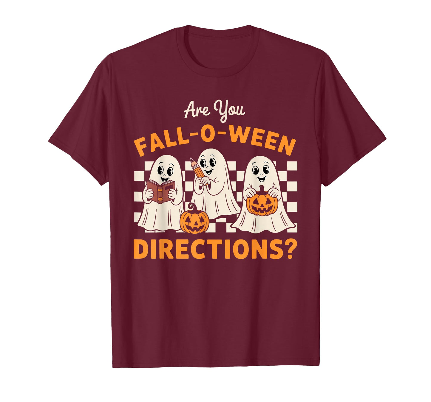 Retro are You Fall O Ween Directions Teacher Halloween Ghost T-Shirt