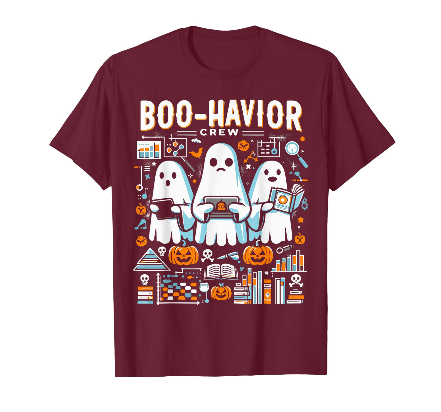 Behavior Analyst Halloween ABA Cute Ghost Boo-Havior Crew T-Shirt