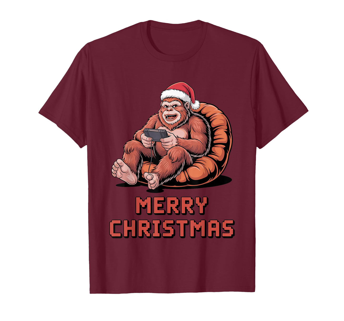Bigfoot Gaming Christmas Funny Sasquatch Video Gamer Holiday T-Shirt