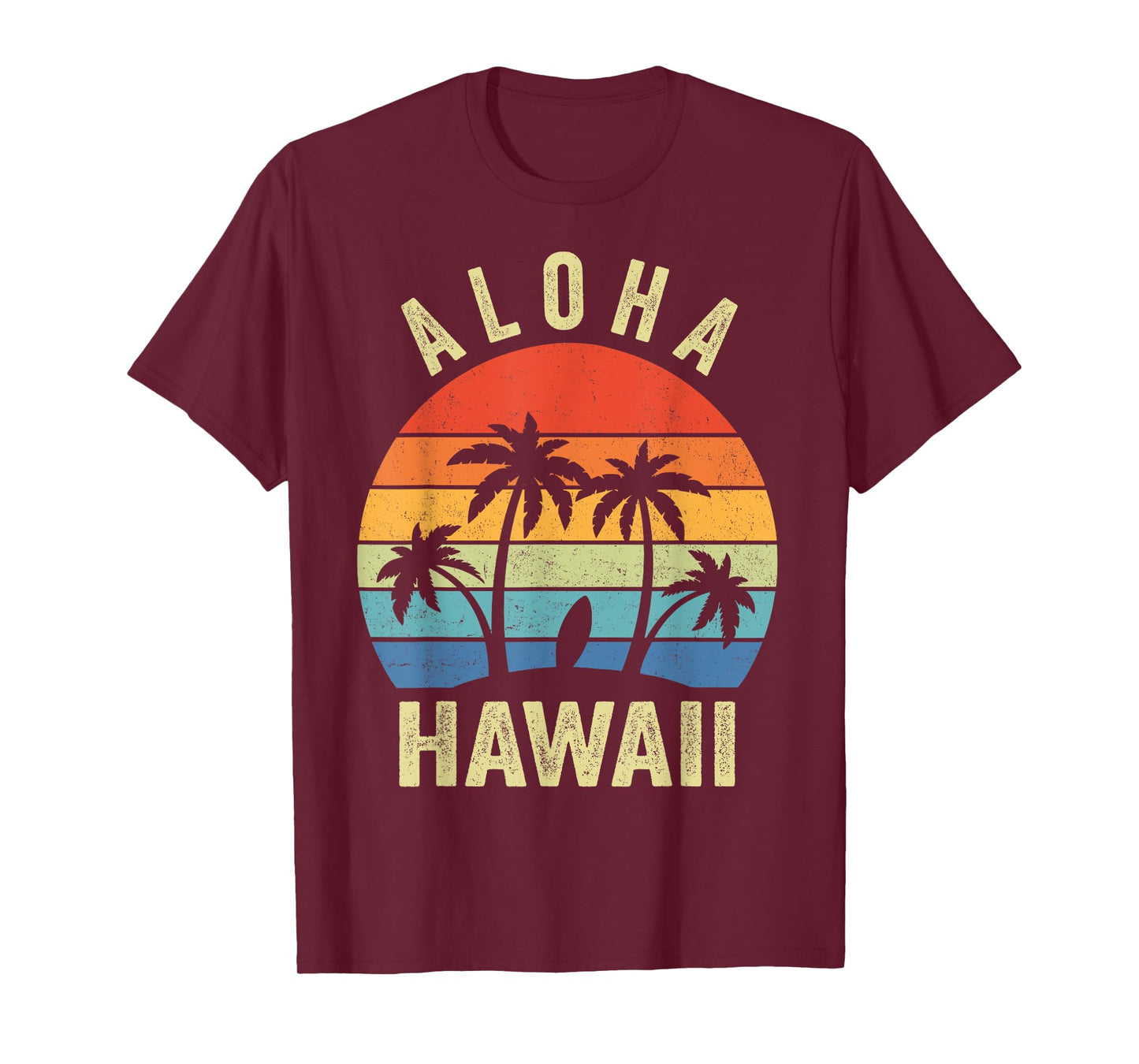 Aloha Hawaii Hawaiian Island Palm Beach Surfboard Surf T-Shirt for Men Women Girls Kids