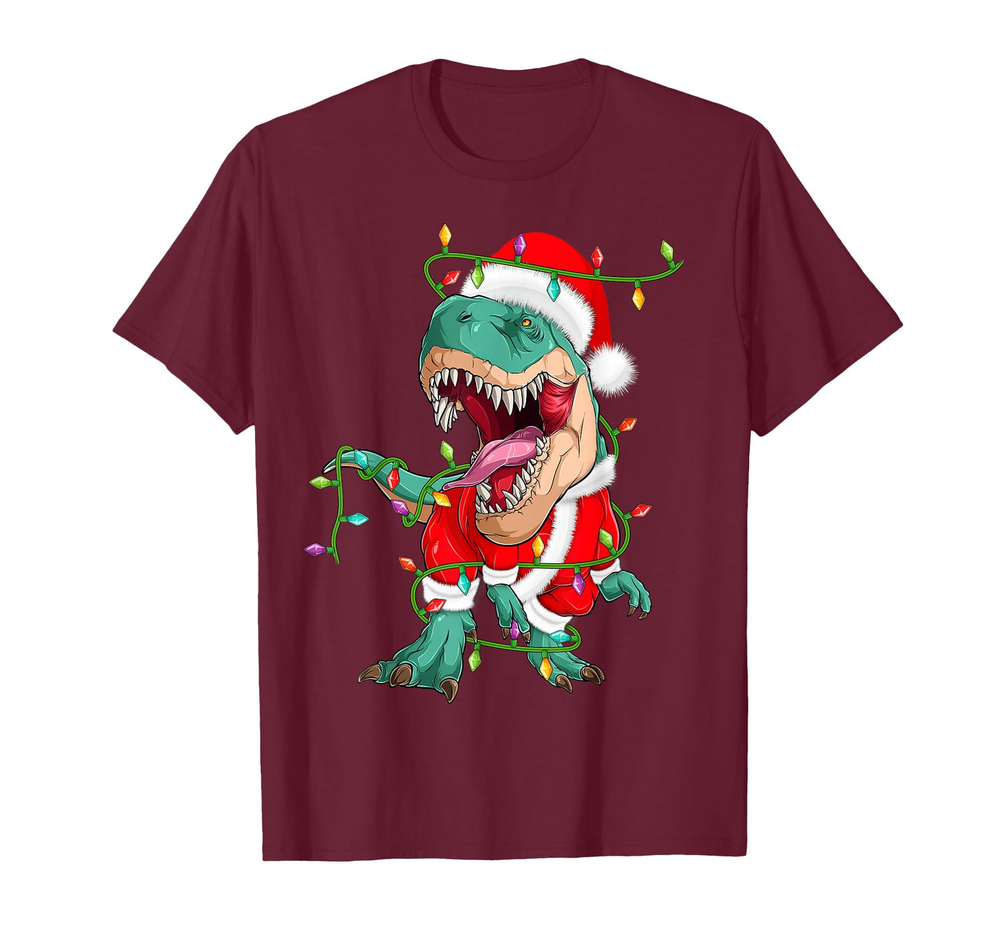Dinosaur T-Rex Christmas Lights Funny Santa Cute Animal Xmas T-Shirt