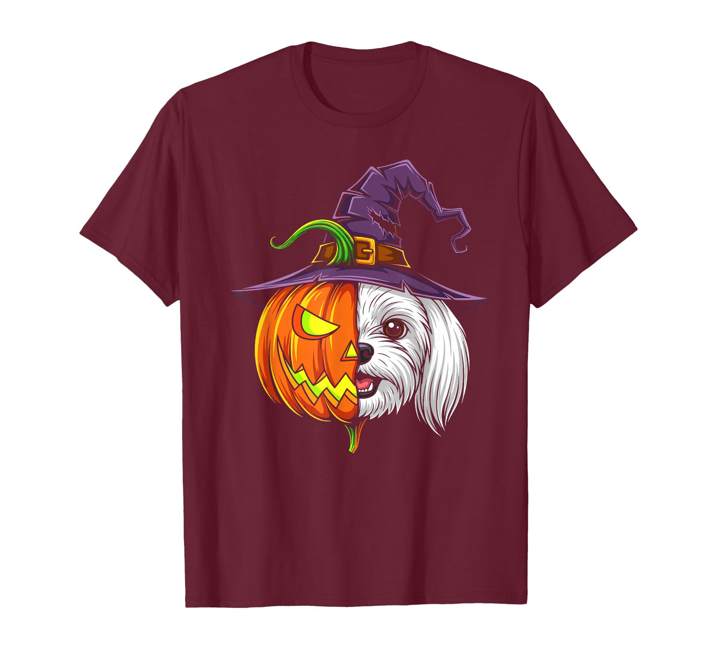 Maltese Pumpkin Jack O Lantern Halloween Kids Mens Womens T-Shirt