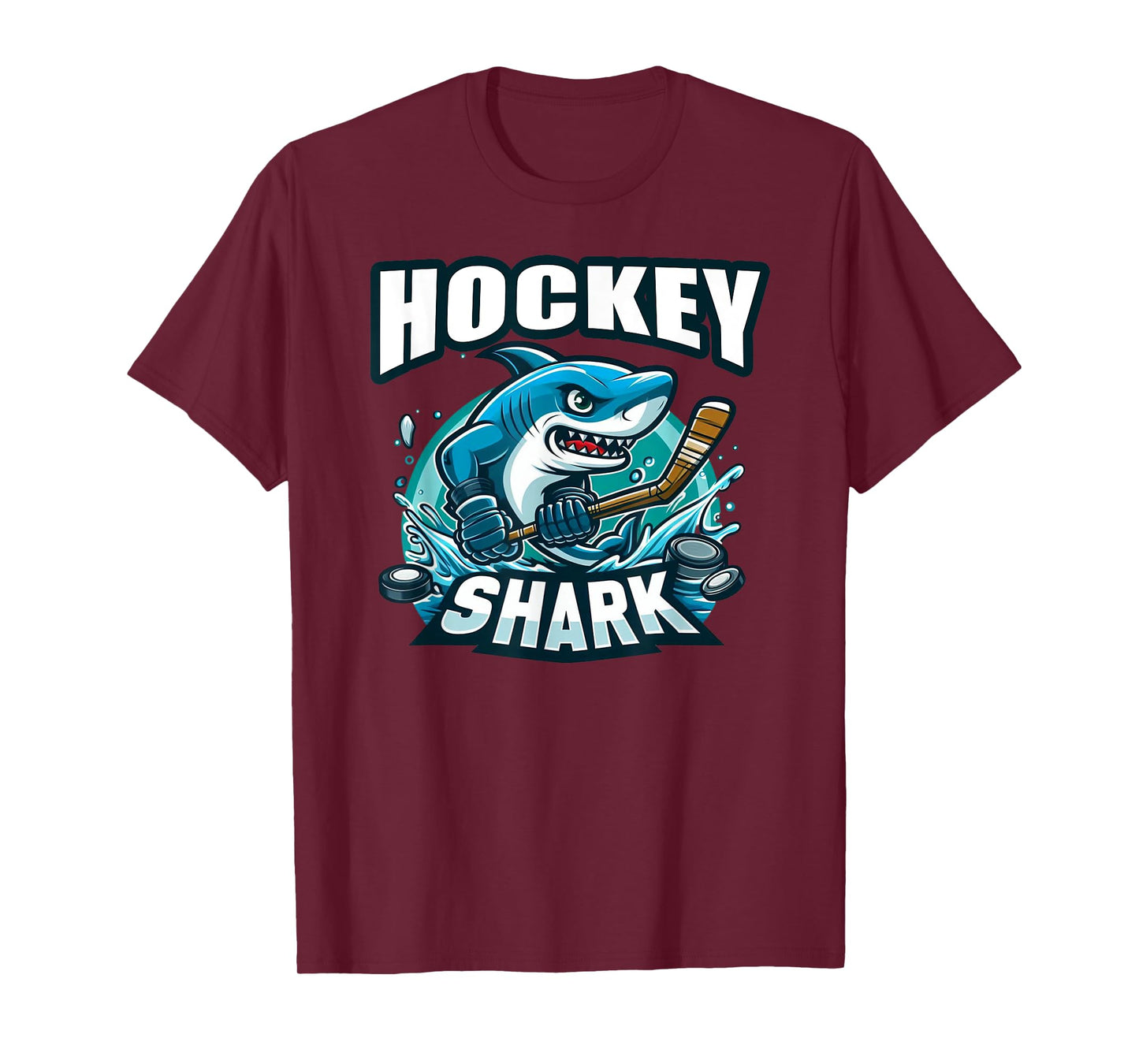 Shark Playing Hockey Funny Hockey T-Shirt
