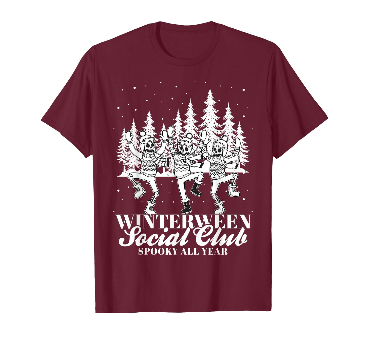 Winterween Social Club Spooky All Year Halloween Snow Winter T-Shirt