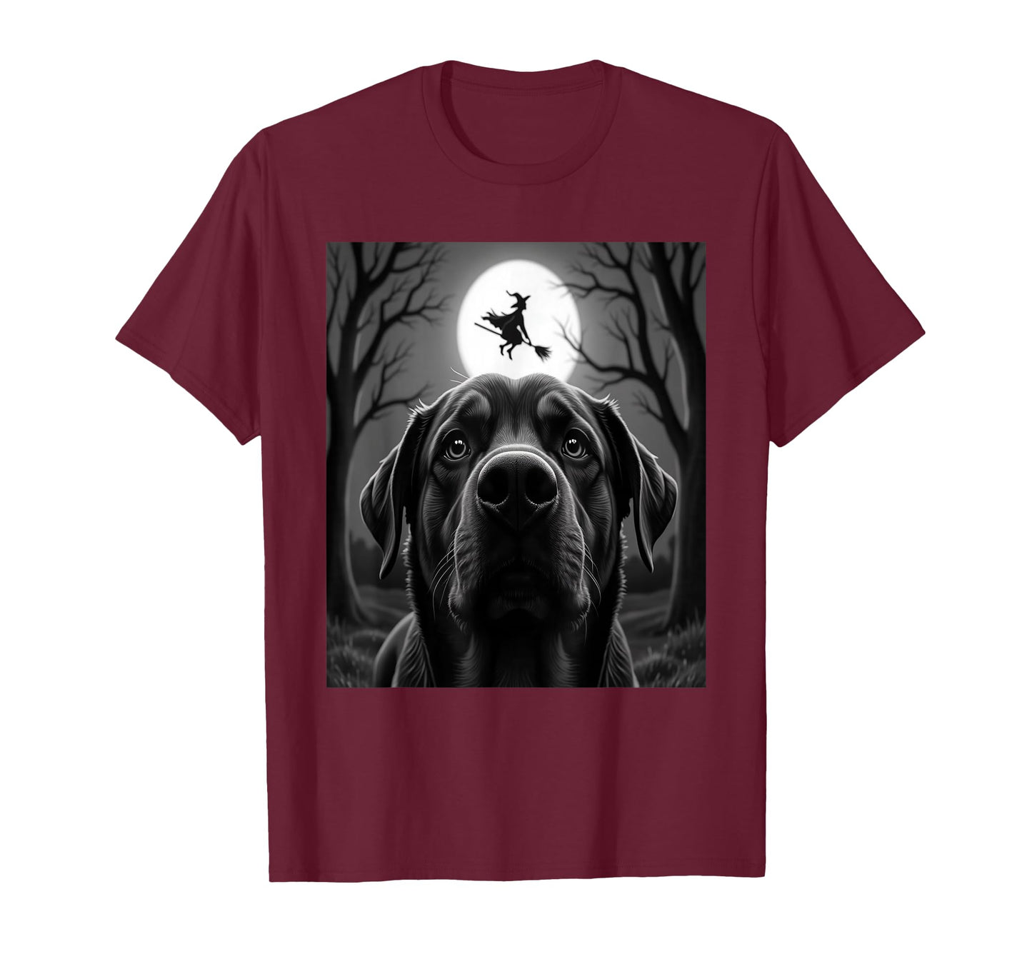 Funny Rottweiler Selfie Full Moon Flying Witch Halloween Dog T-Shirt