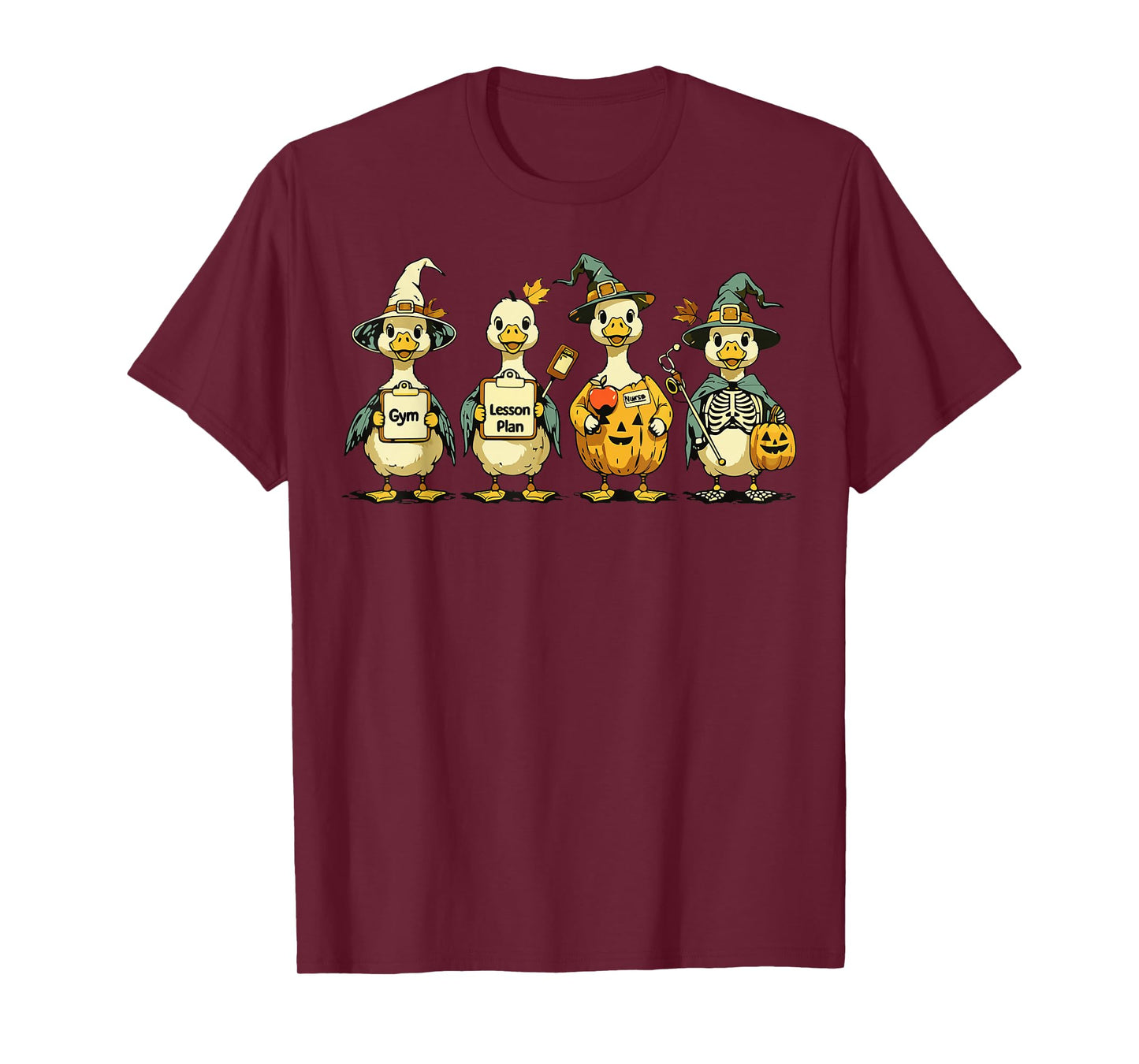 Cute Goose Teacher Halloween Costume Ghost Pumpkin Witch T-Shirt