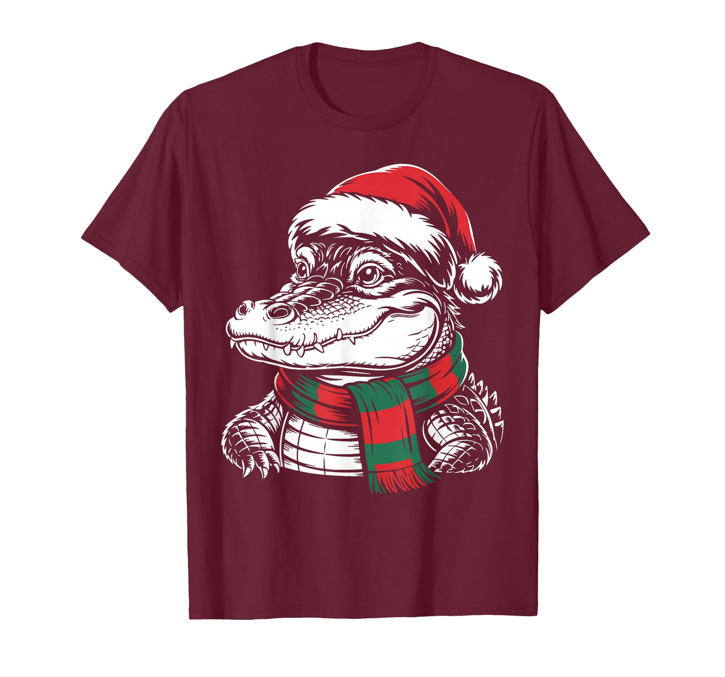 Alligator Xmas Santa Hat Scarf Christmas Costume T-Shirt