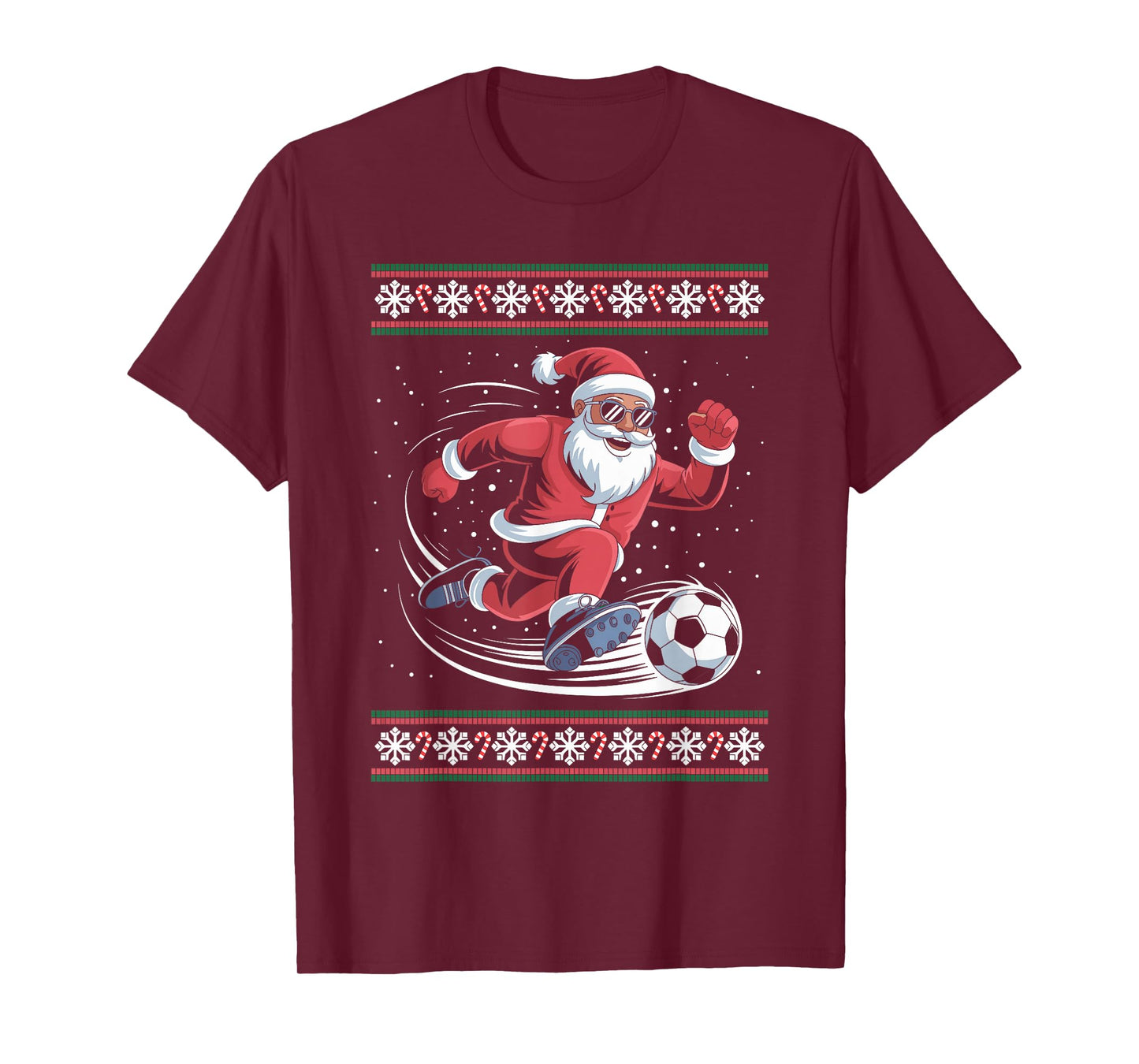 Santa Claus Soccer Player Ugly Christmas Sweater Kids Men T-Shirt