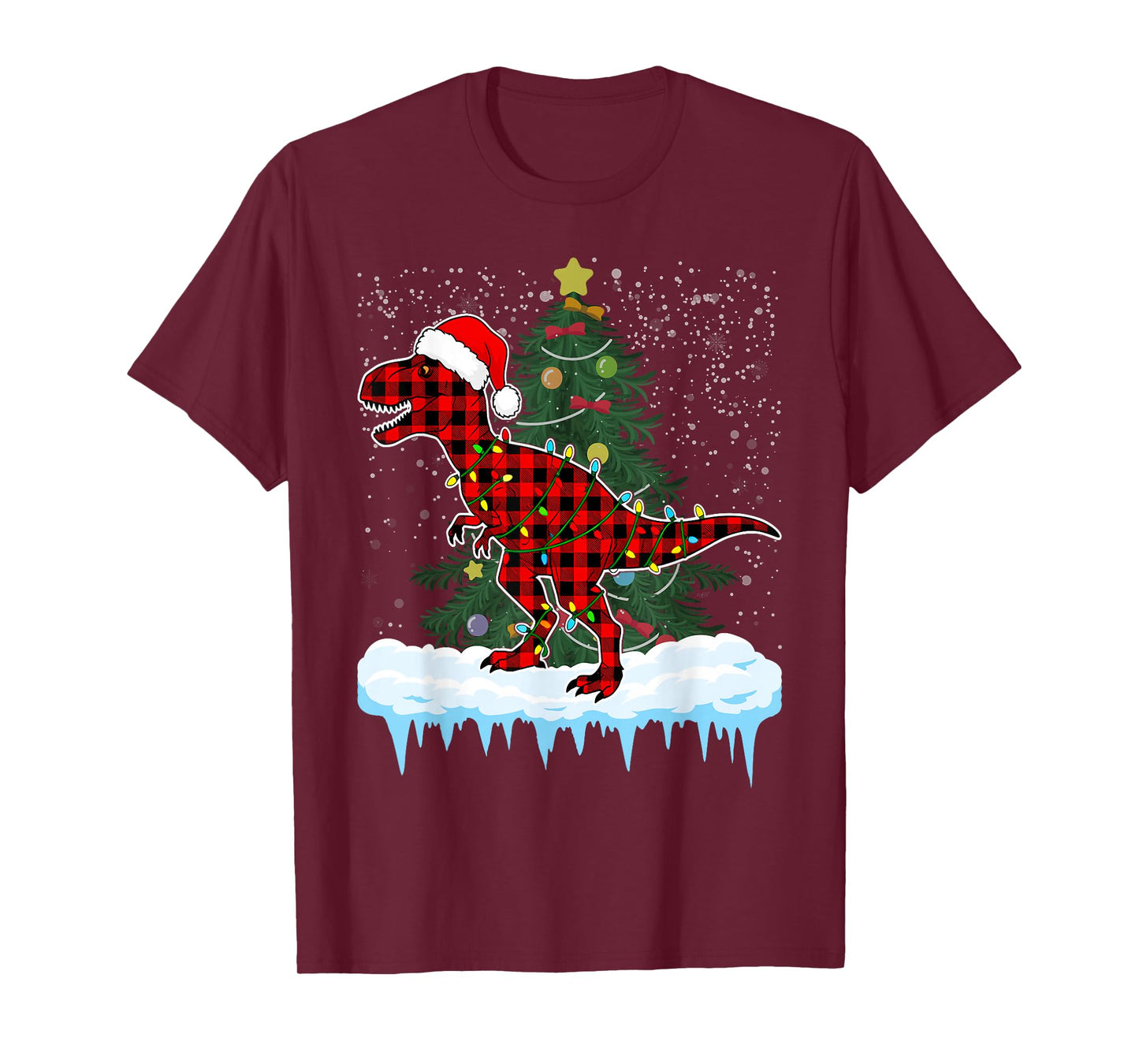Christmas Dinosaur Buffalo Plaid, Santa Trex Pajama T-Shirt
