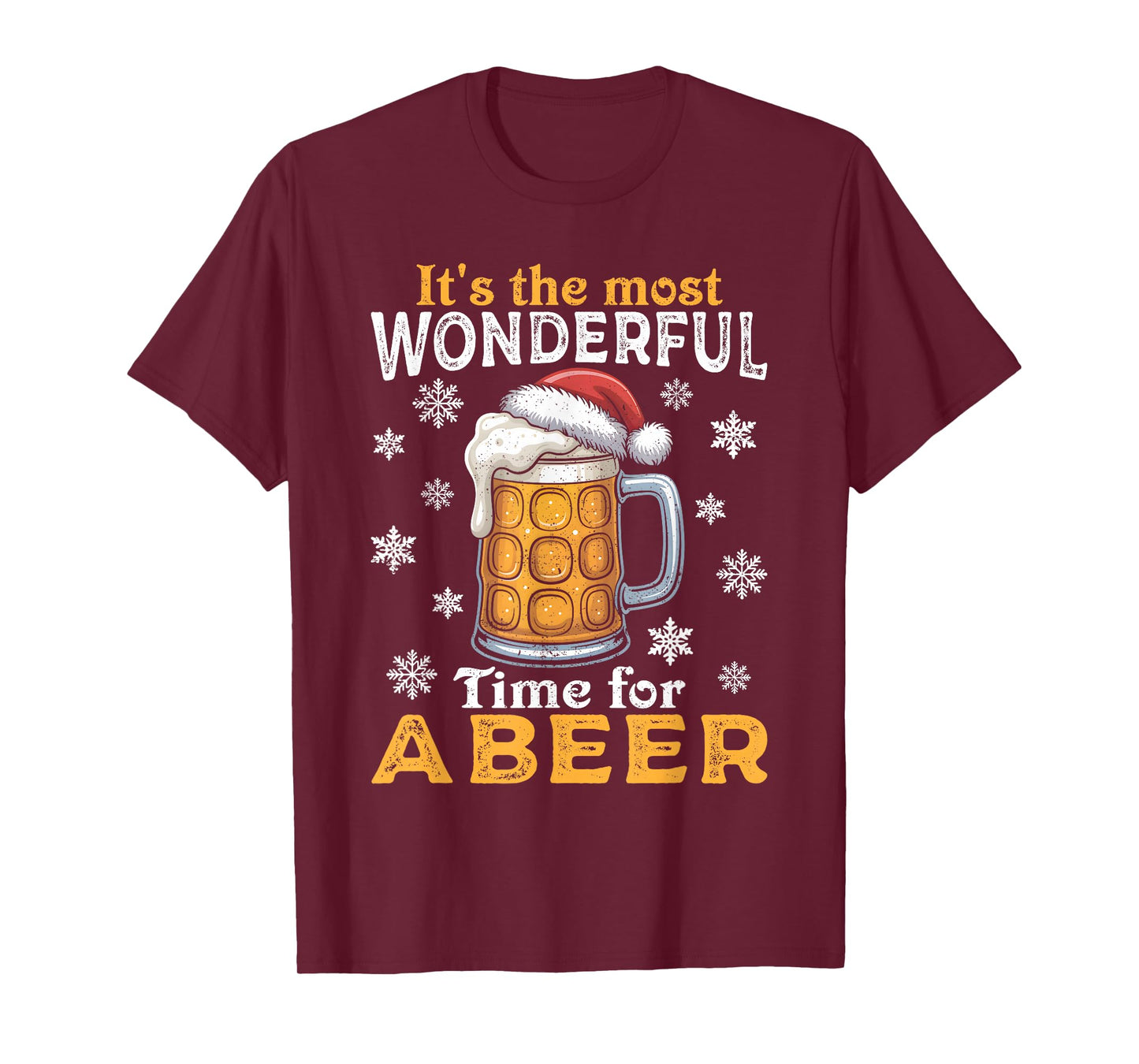 Funny Christmas Pajama Outfit Men Women Beer Mug Santa Hat T-Shirt