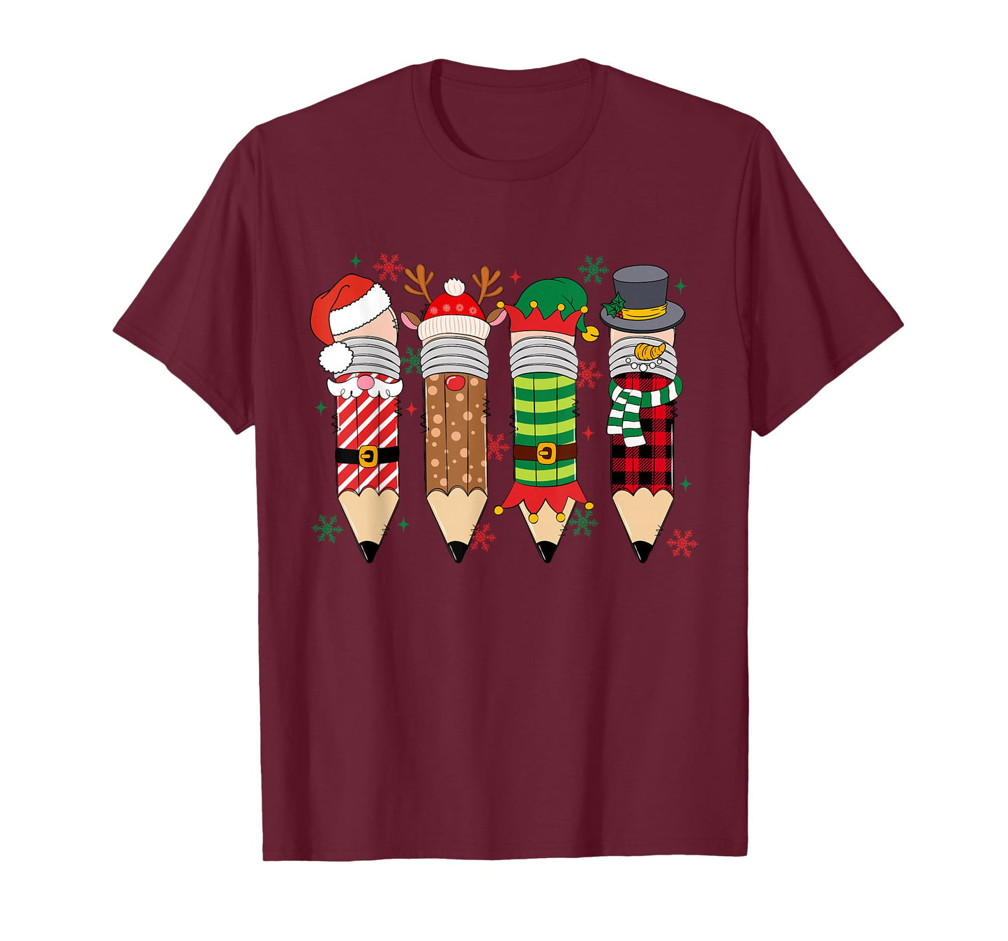 Funny Teacher Christmas Reindeer Santa Pencil School Xmas T-Shirt