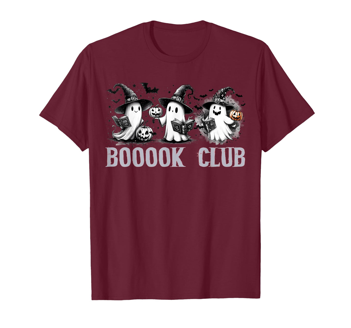 Boo Ghost Books Book Club Halloween Women School Teacher T-Shirt