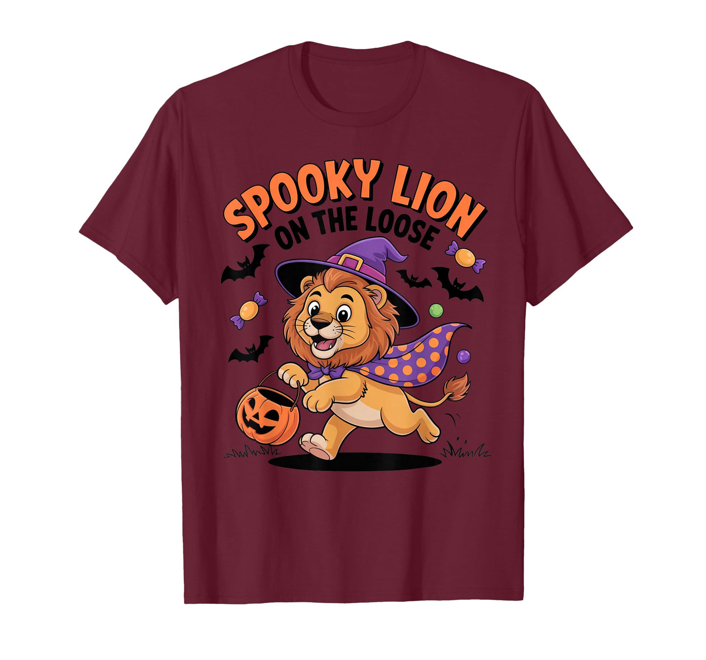 Spooky Lion On The Loose Funny Halloween Costume T-Shirt