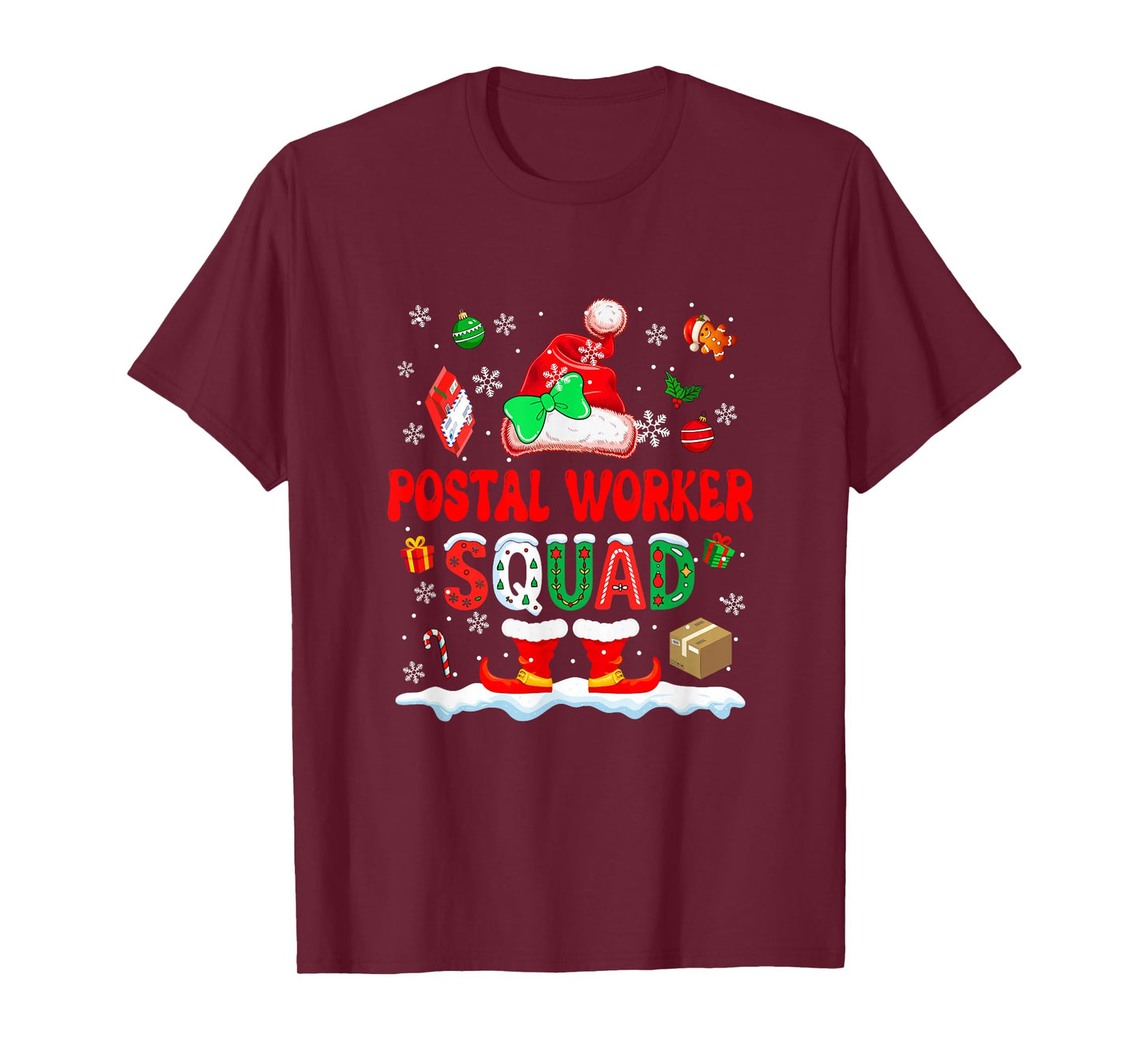 Postal Worker Squad Women Job Christmas Santa Bow Tie T-Shirt