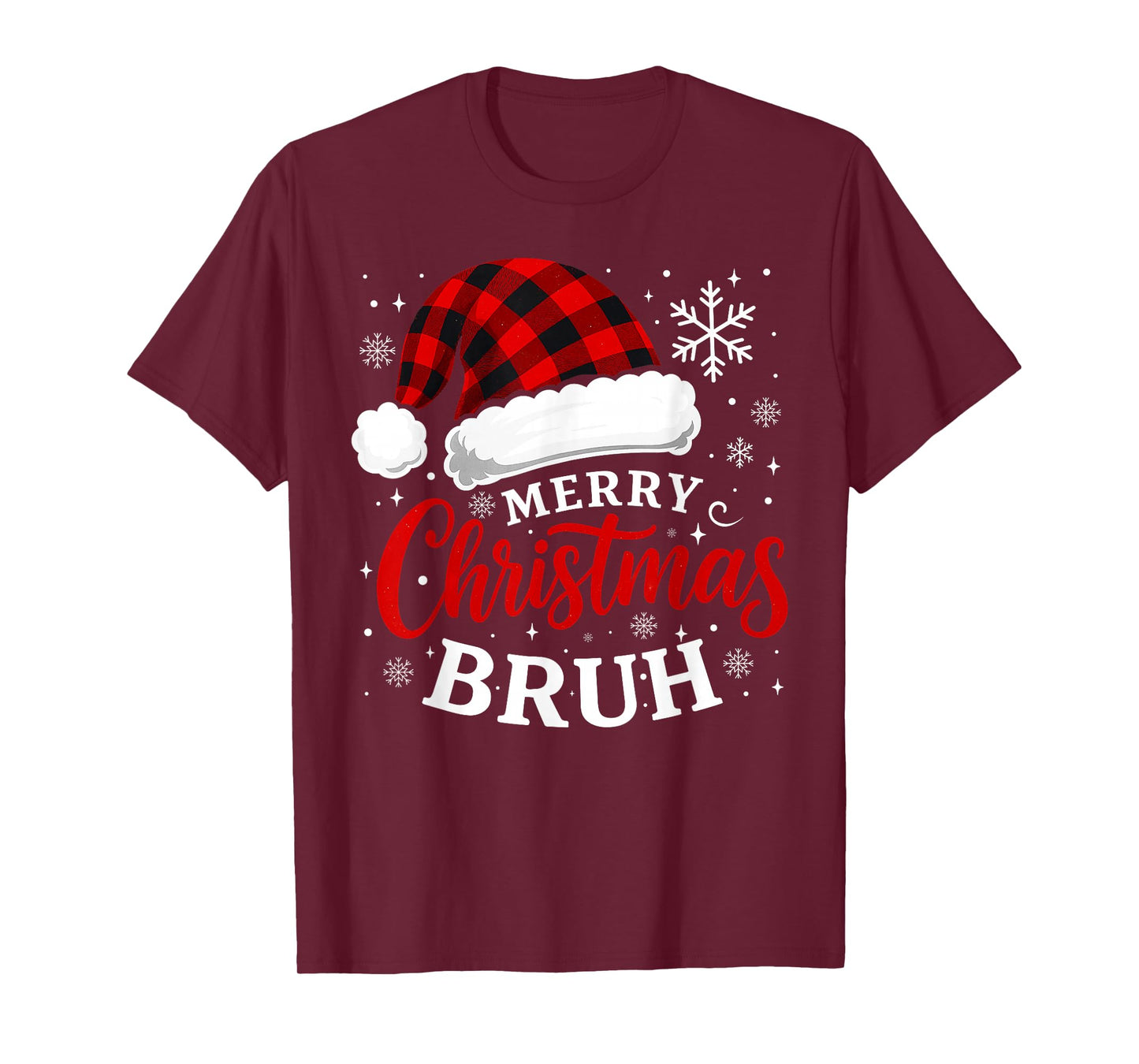 Merry Christmas Bruh Santa Claus Hat Xmas Mens Boys T-Shirt