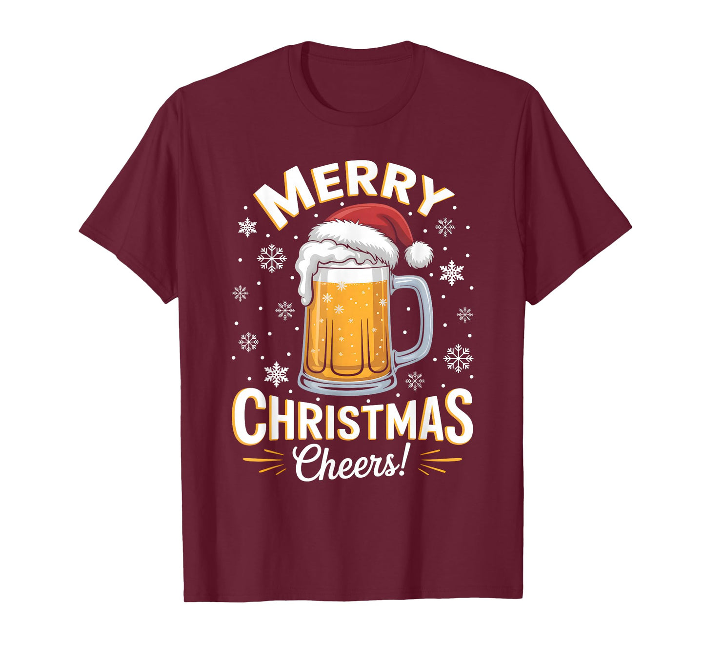 Funny Christmas Pajama Outfit Men Women Beer Mug Santa Hat T-Shirt
