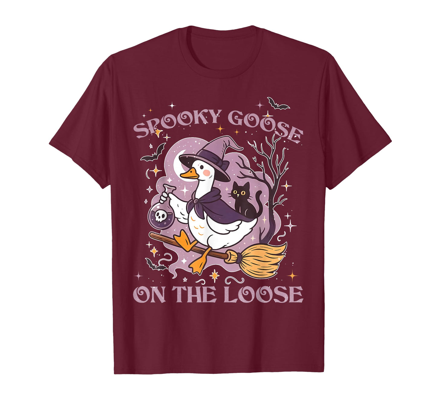 Spooky Goose On The Loose Cute Goose Witch Halloween Costume T-Shirt