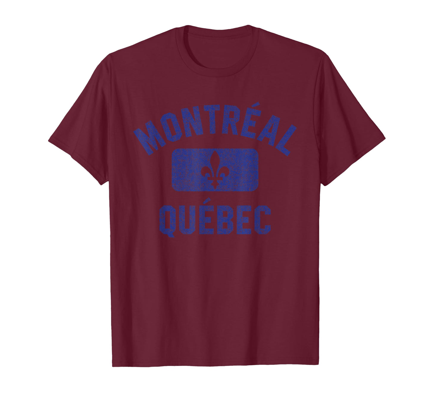 Montreal Quebec Fleur de Lys Gym Style Distressed Print T-Shirt