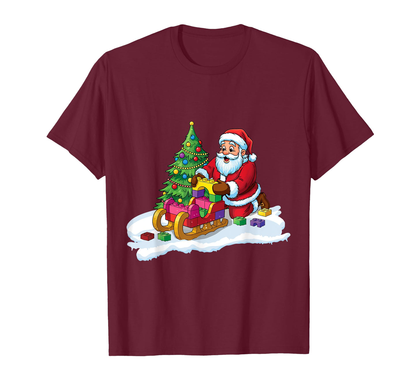 Block Building Christmas Builder Brick Master Santa Building T-Shirt