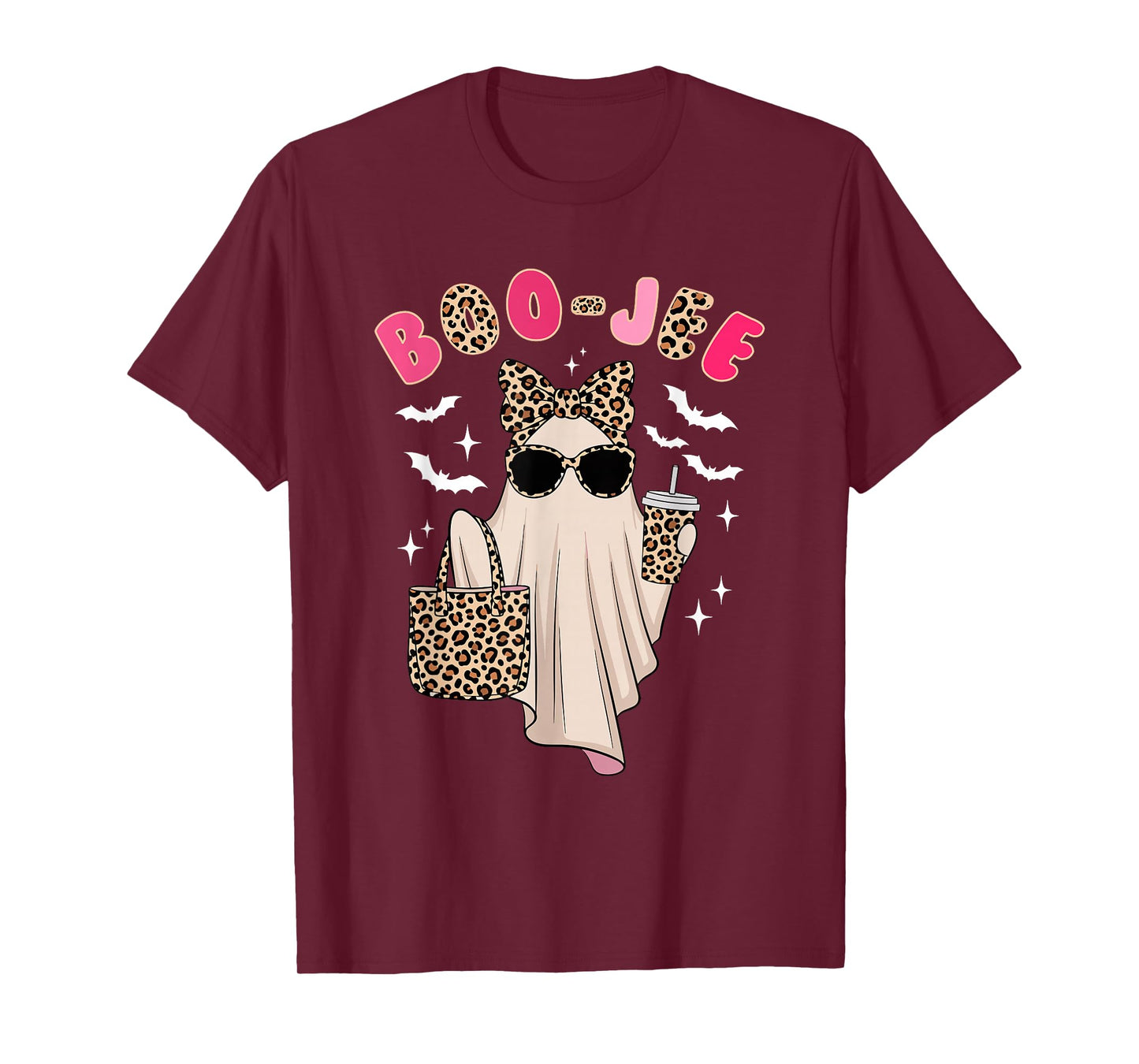 Coquette Leopard Ghost Coffee Boo-JEE Halloween Boujee Ghost T-Shirt